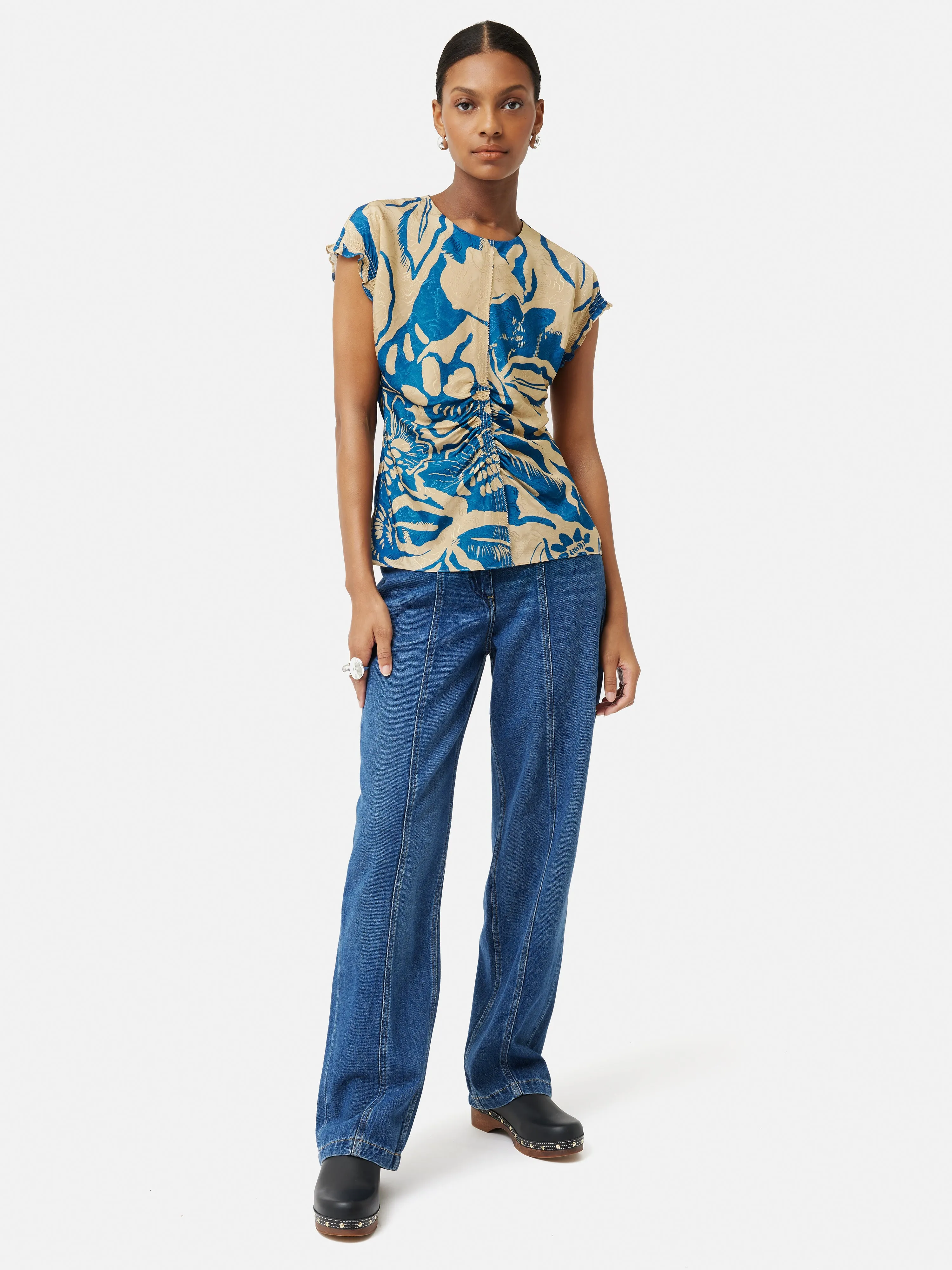 Strokes Floral Jacquard Top | Dark Blue sold by Jigsaw product image thumbnail 2