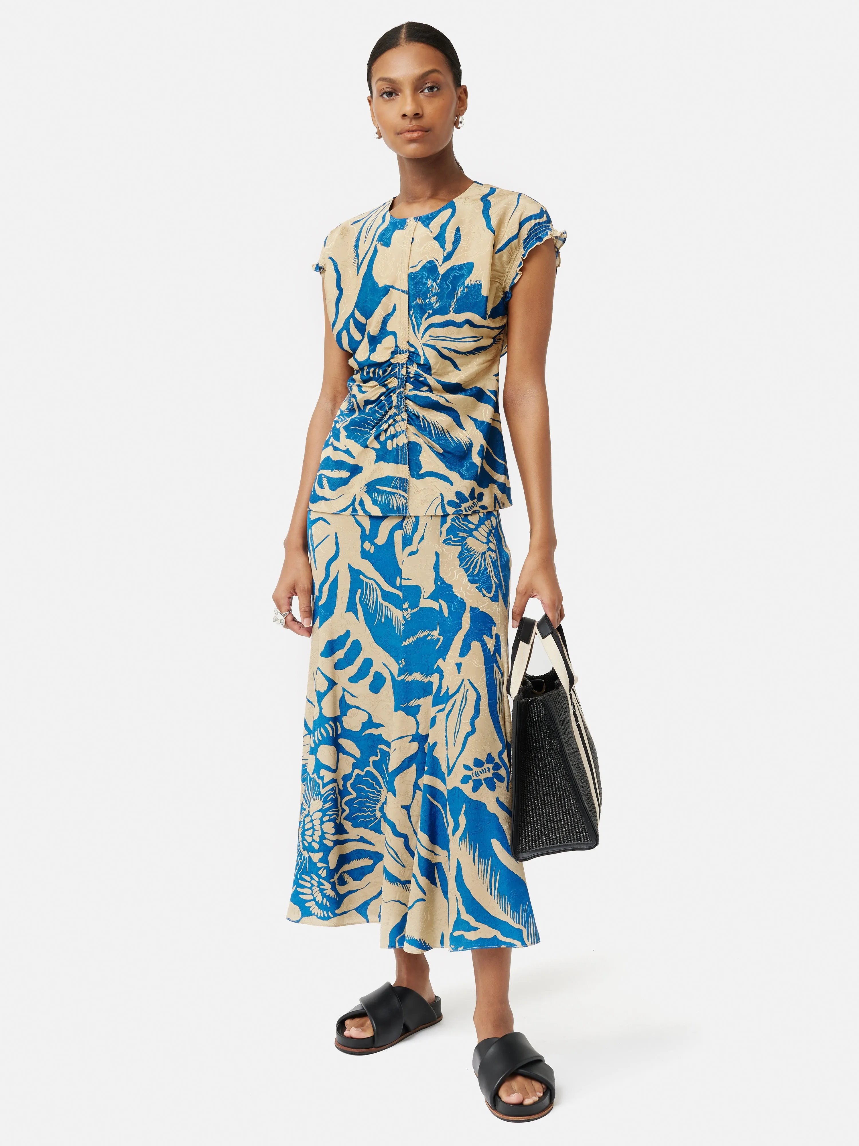Strokes Floral Jacquard Top | Dark Blue sold by Jigsaw product image thumbnail 3