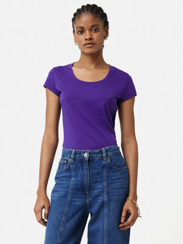 Supima Cotton Scoop Neck Tee | Purple sold by Jigsaw
