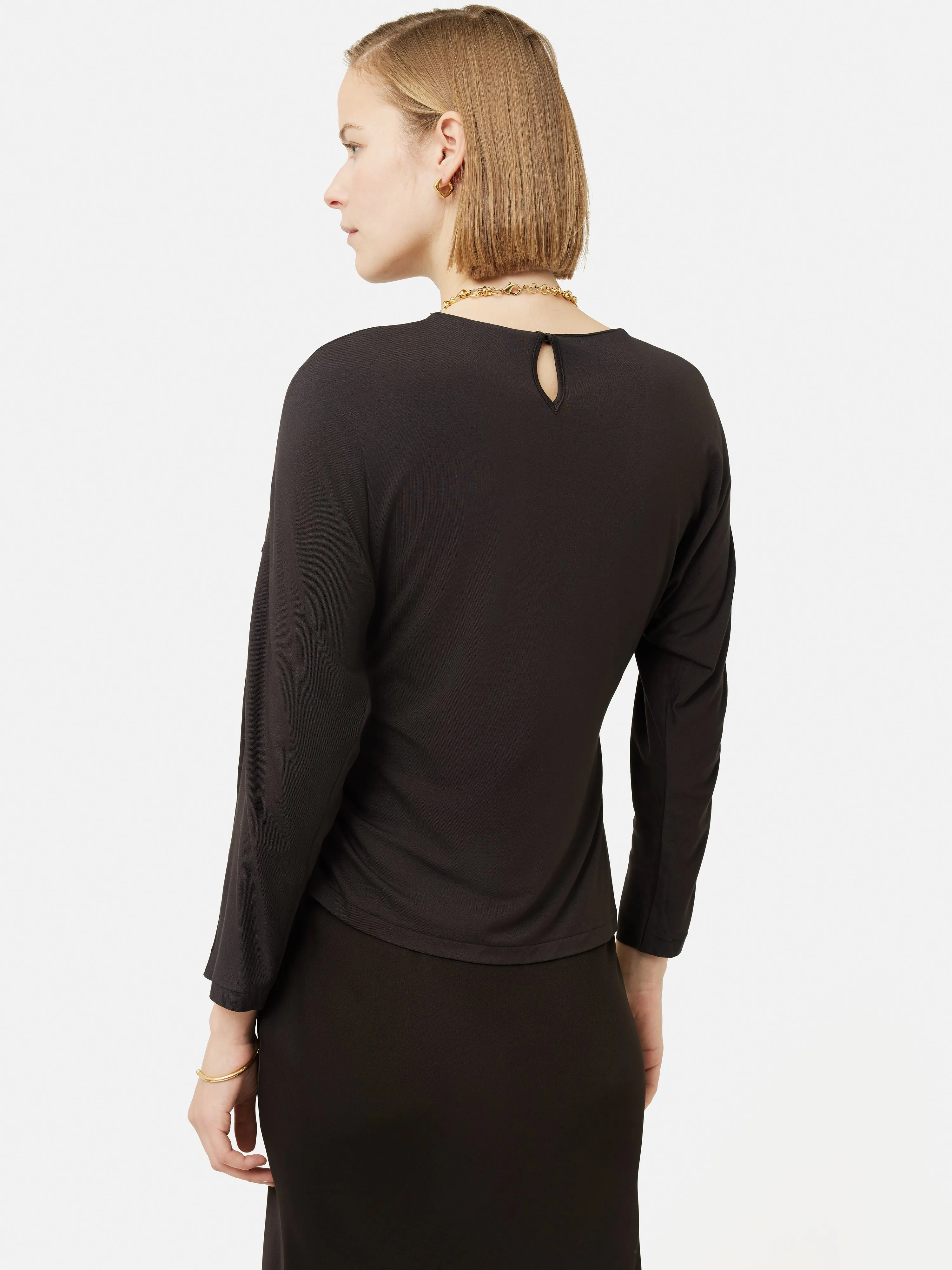 Silk Front Ruched Waist Top | Brown sold by Jigsaw product image thumbnail 4