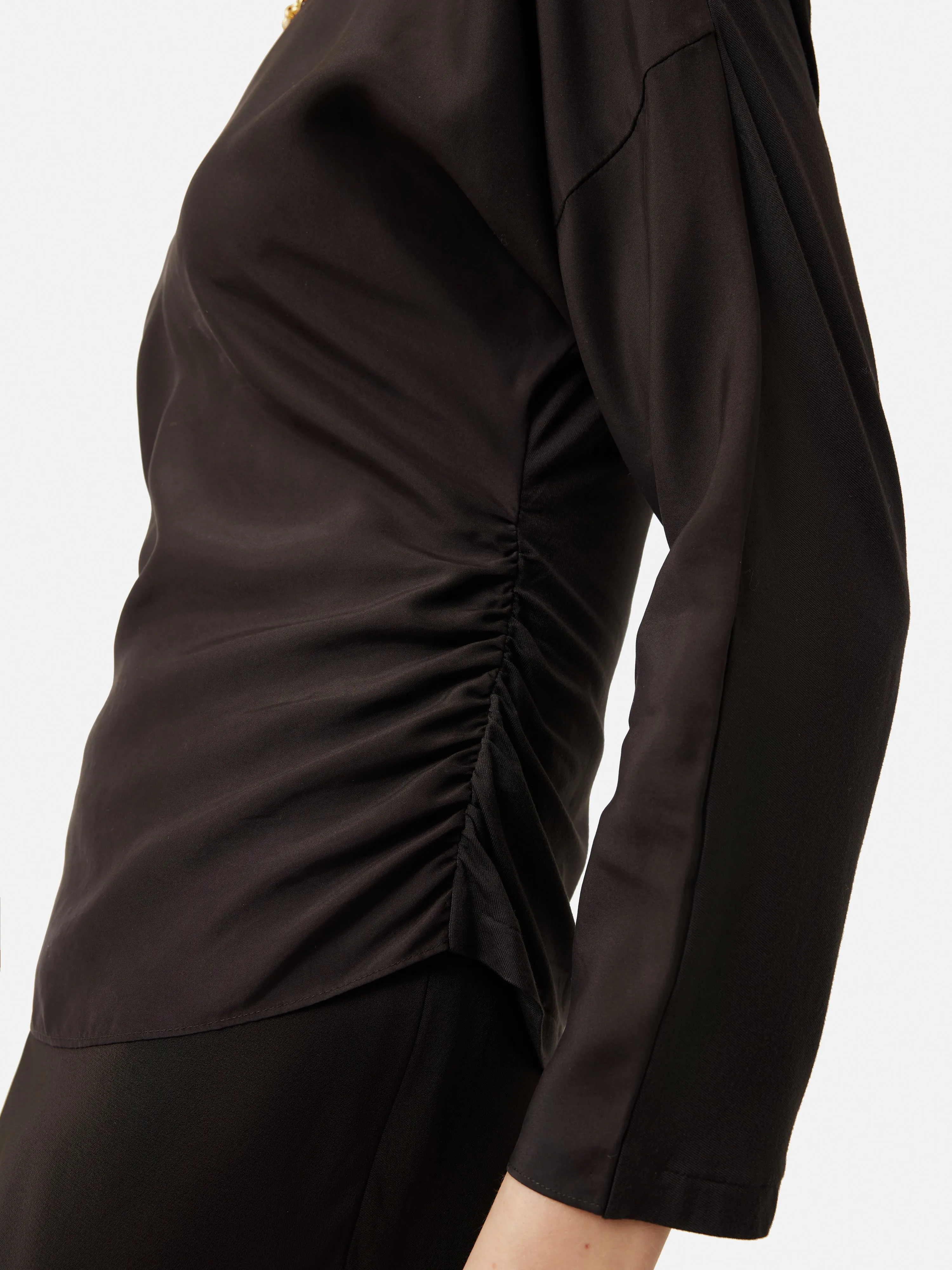 Silk Front Ruched Waist Top | Brown sold by Jigsaw product image thumbnail 2