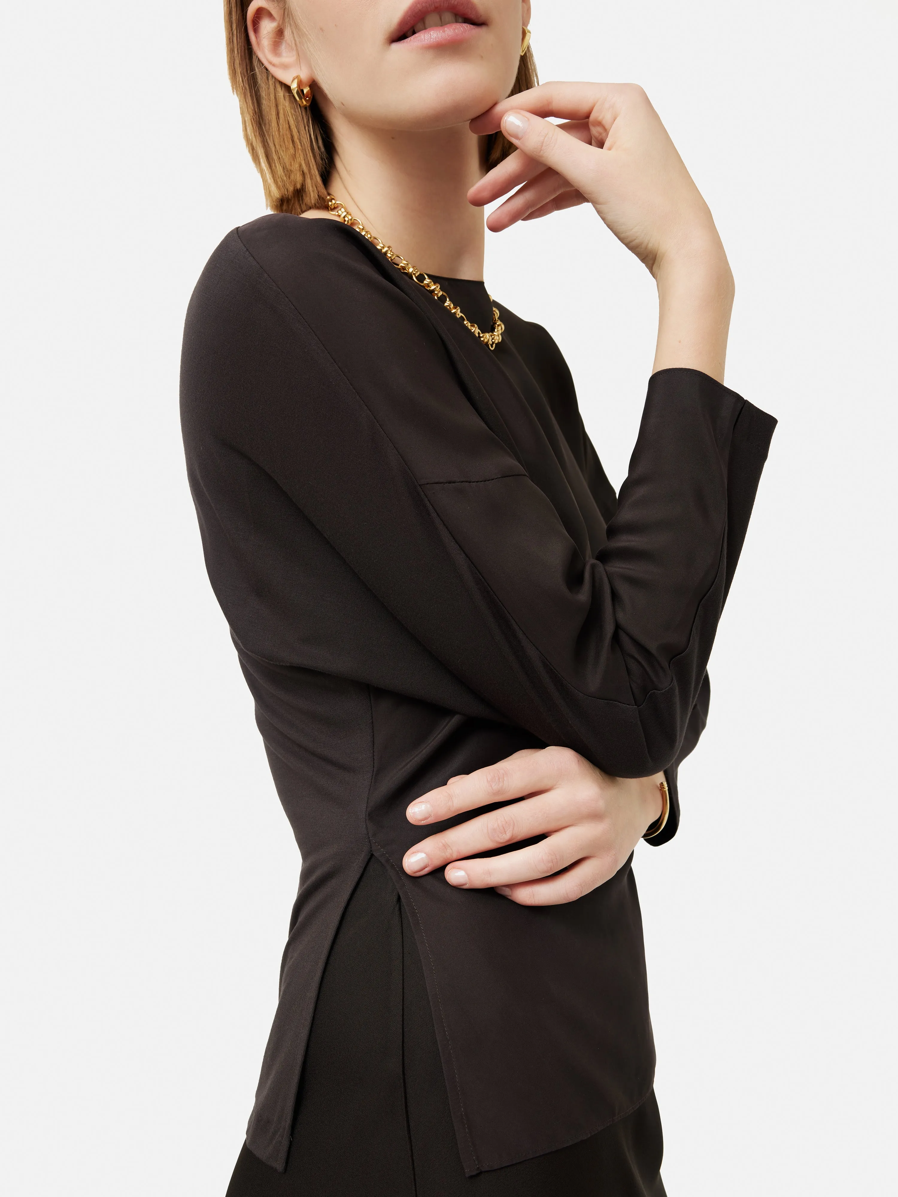 Silk Front Ruched Waist Top | Brown sold by Jigsaw product image thumbnail 5