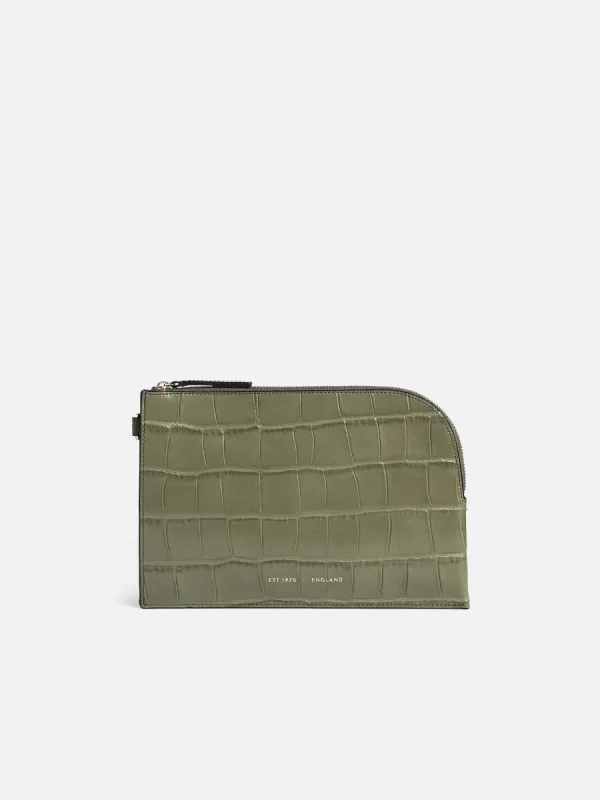 Sophia Croc Leather Pouch | Green sold by Jigsaw