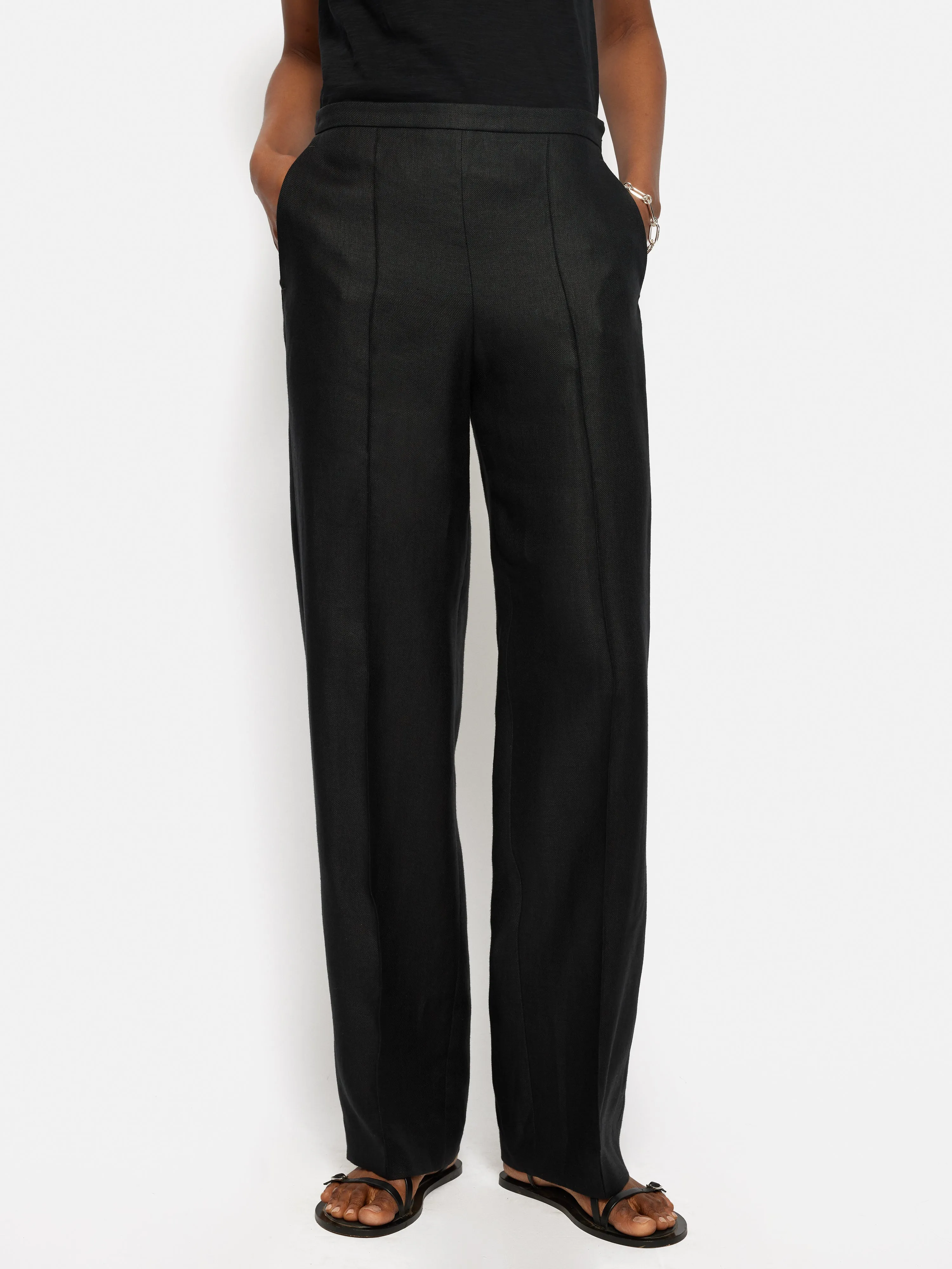 Irish Linen Twill Palazzo Trouser | Black sold by Jigsaw product image thumbnail 2
