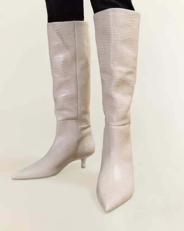 Sian Point Knee Boot Leather | Mink sold by Jigsaw