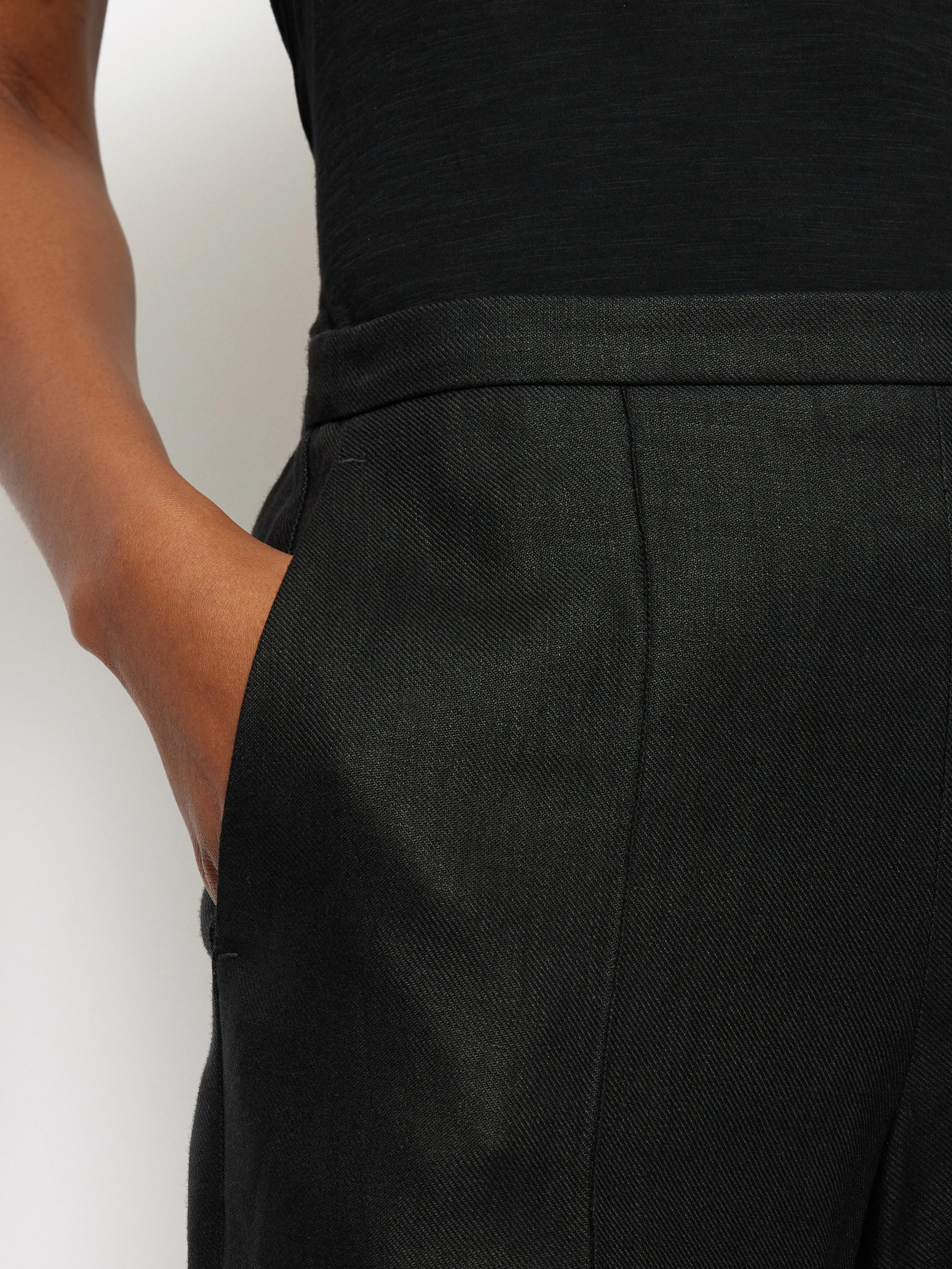 Irish Linen Twill Palazzo Trouser | Black sold by Jigsaw product image thumbnail 3