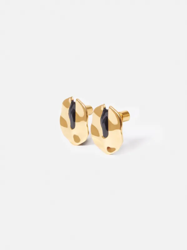 Molten Enamel Disc Earrings | Gold sold by Jigsaw