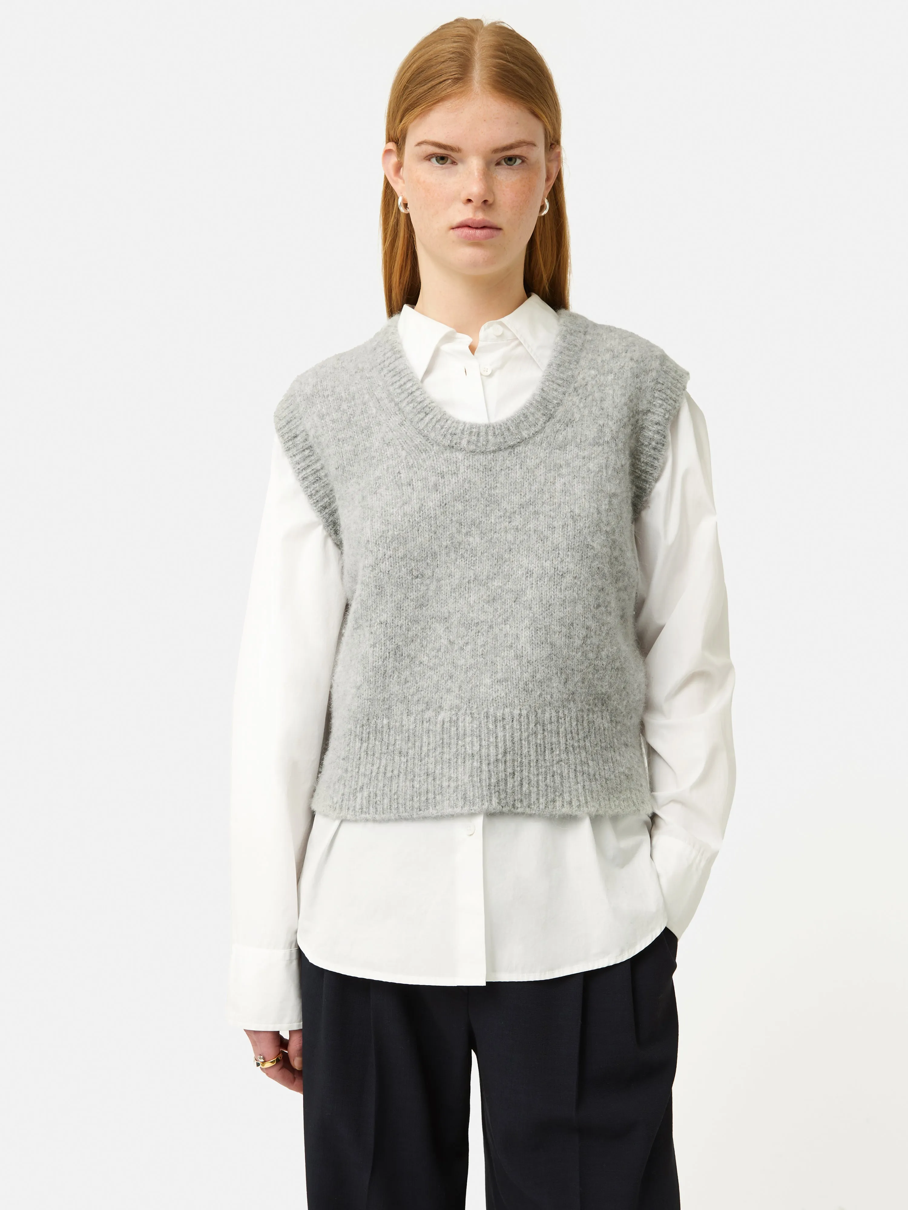 Alpaca Blend U Neck Tank | Grey sold by Jigsaw