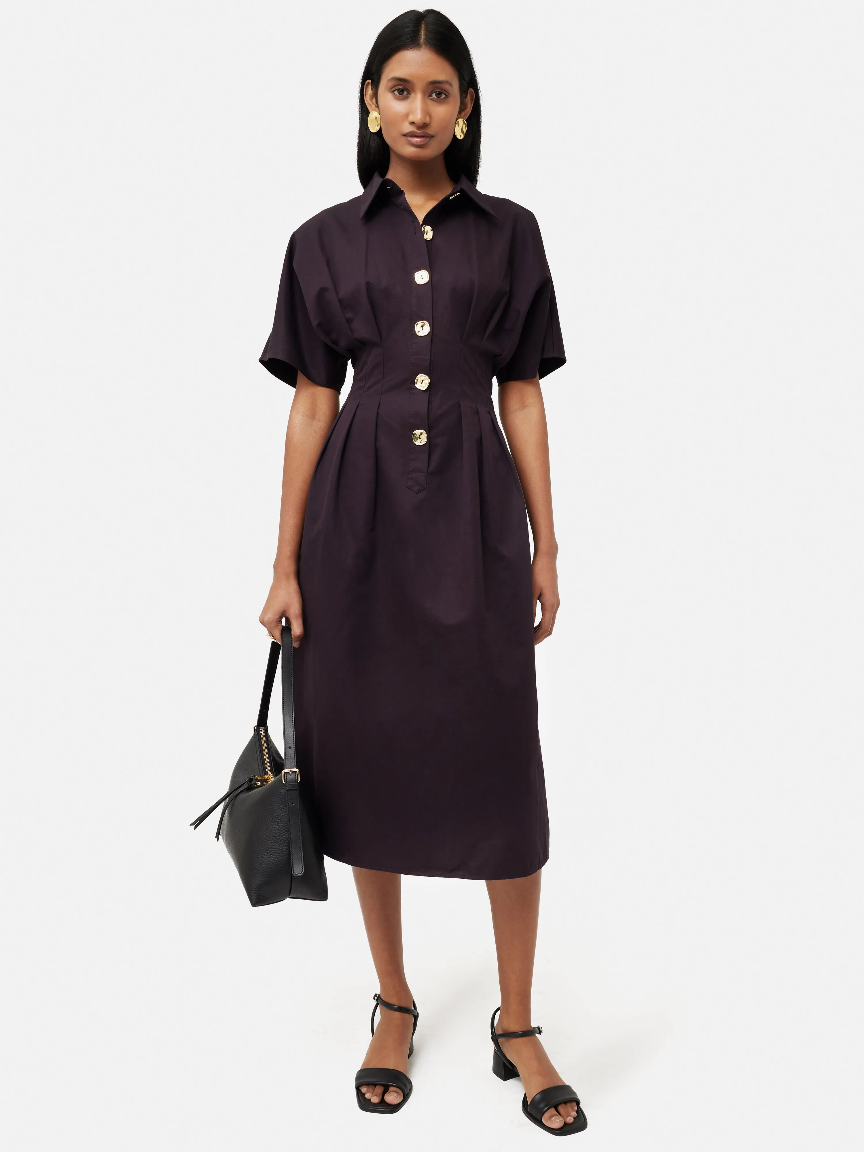 Cotton Stitched Pleat Dress | Deep Purple sold by Jigsaw product image thumbnail 3
