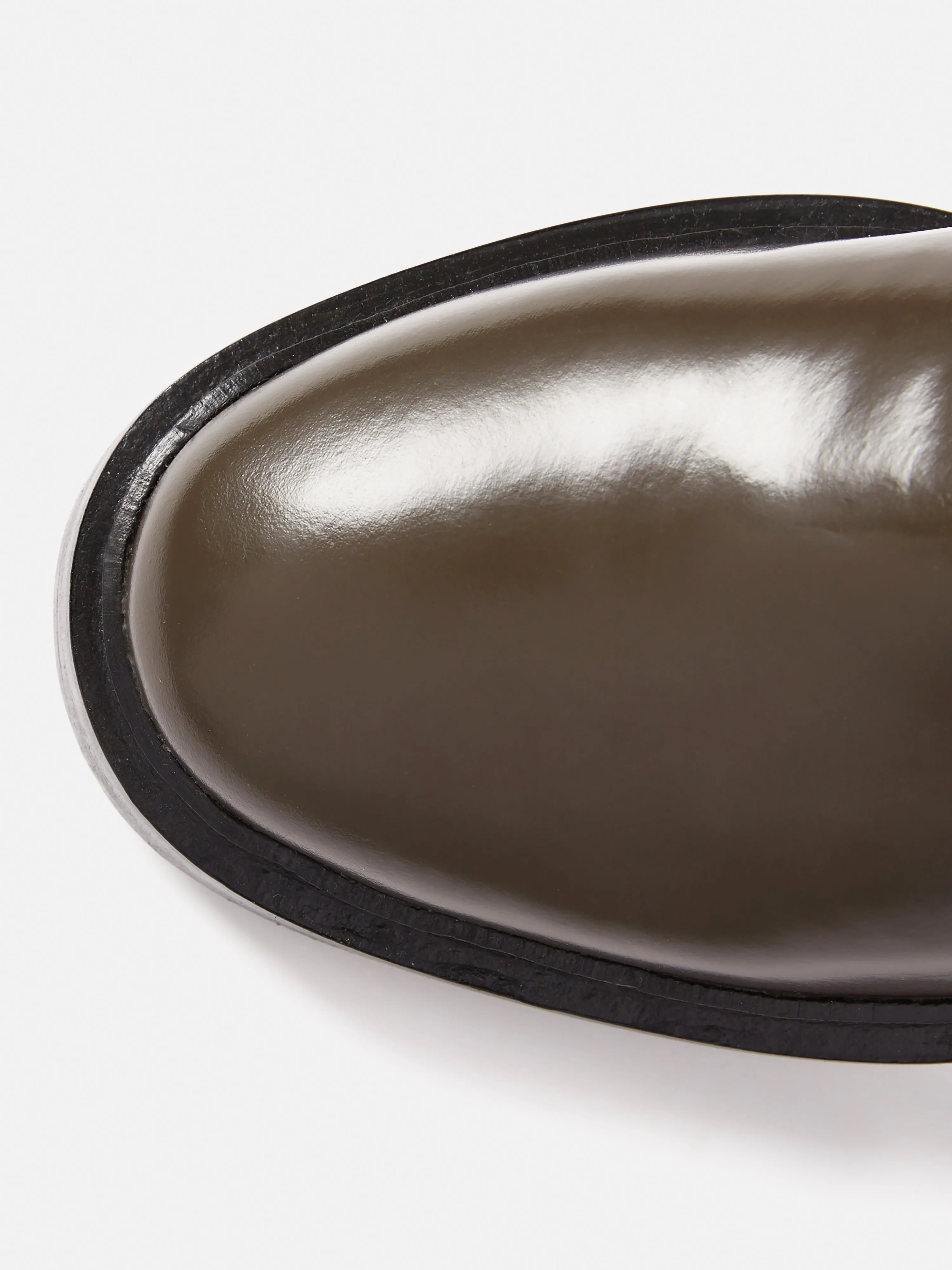 Box Leather Biker Boot | Khaki sold by Jigsaw product image thumbnail 3