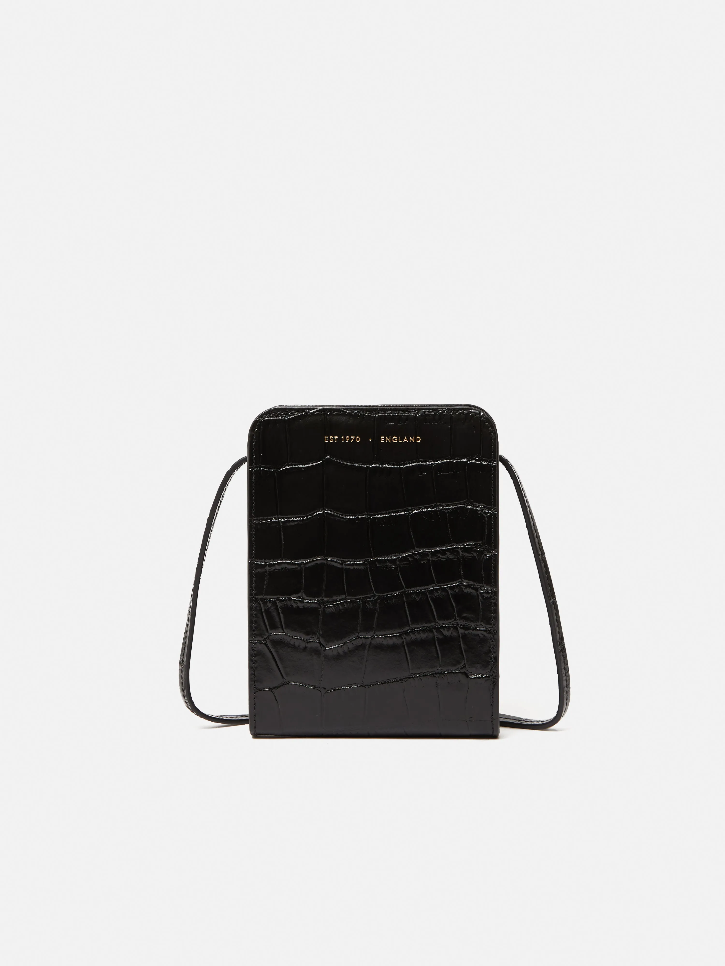 Leather Crossbody Phone Bag | Black sold by Jigsaw