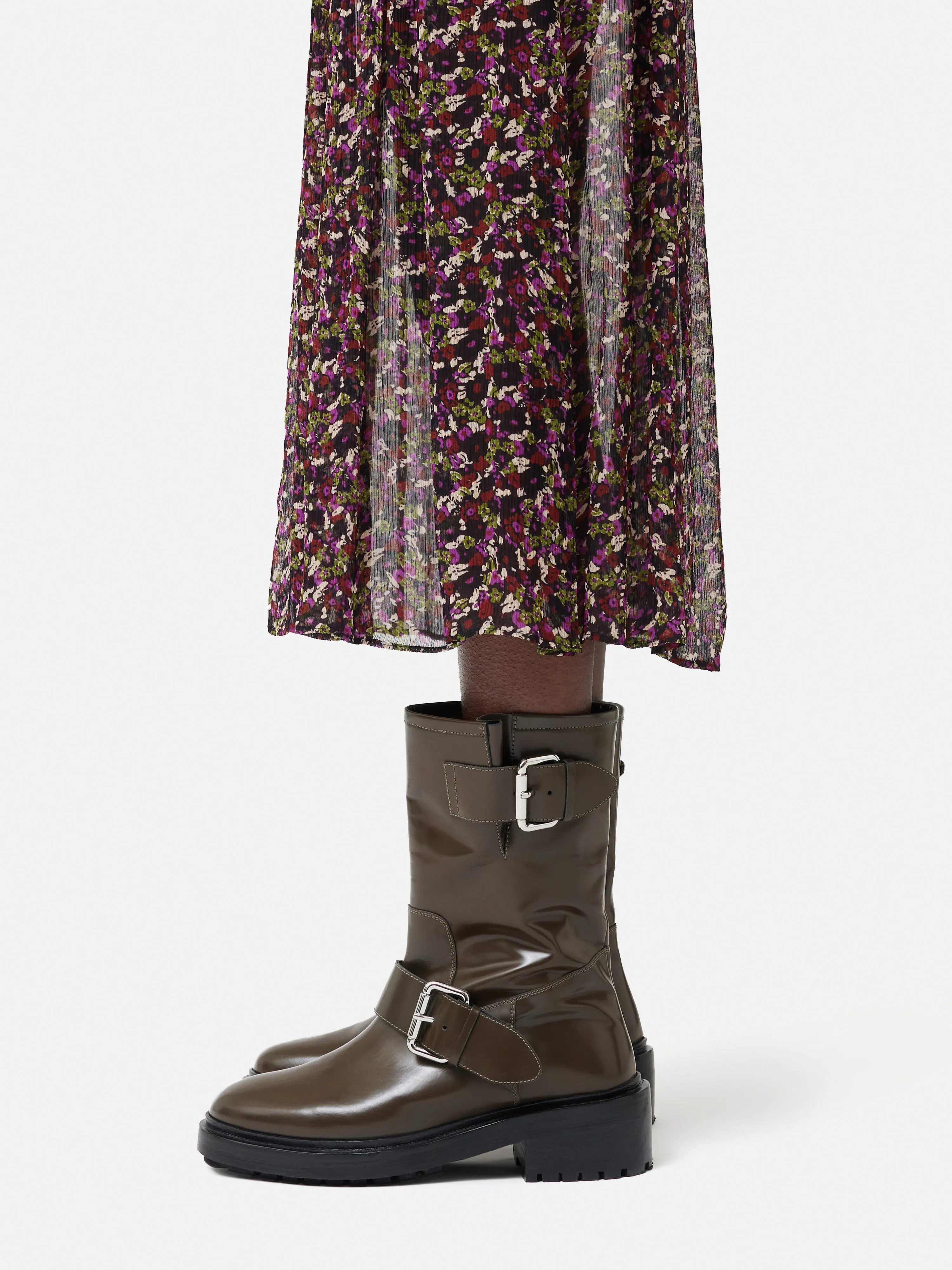 Box Leather Biker Boot | Khaki sold by Jigsaw product image thumbnail 2