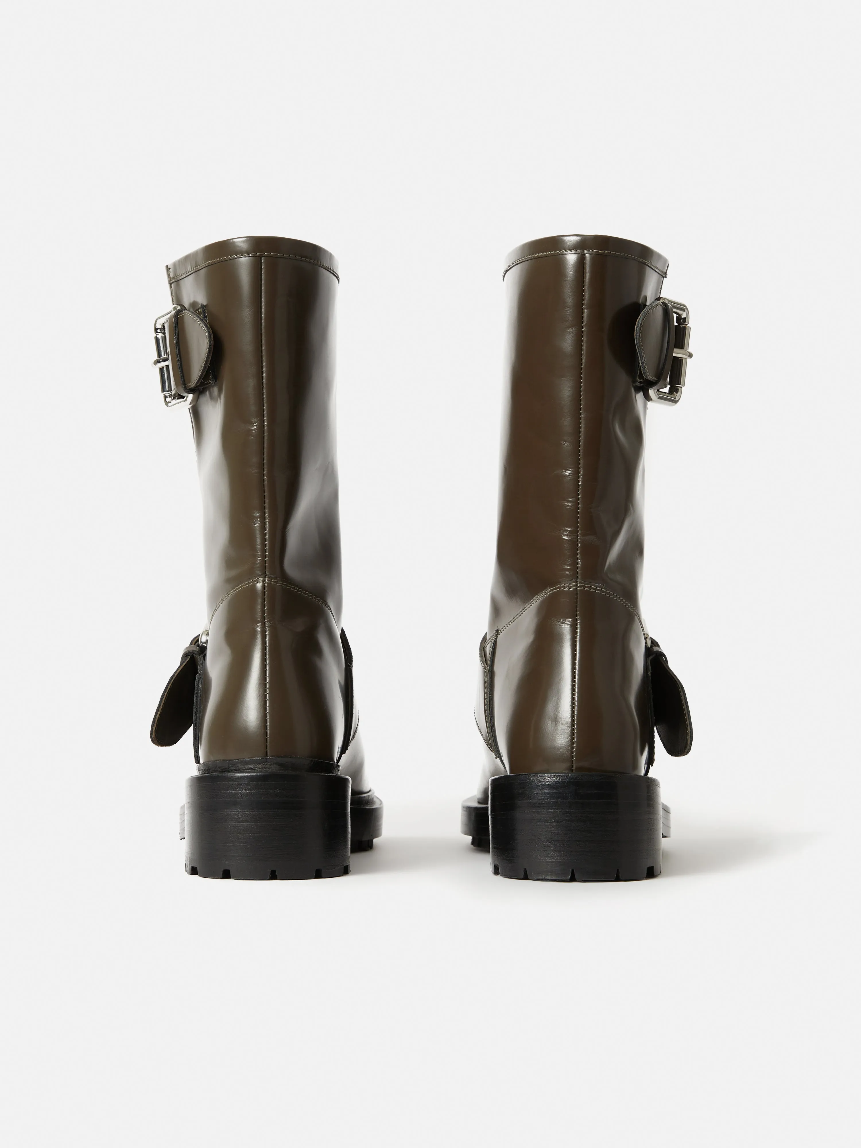 Box Leather Biker Boot | Khaki sold by Jigsaw product image thumbnail 4