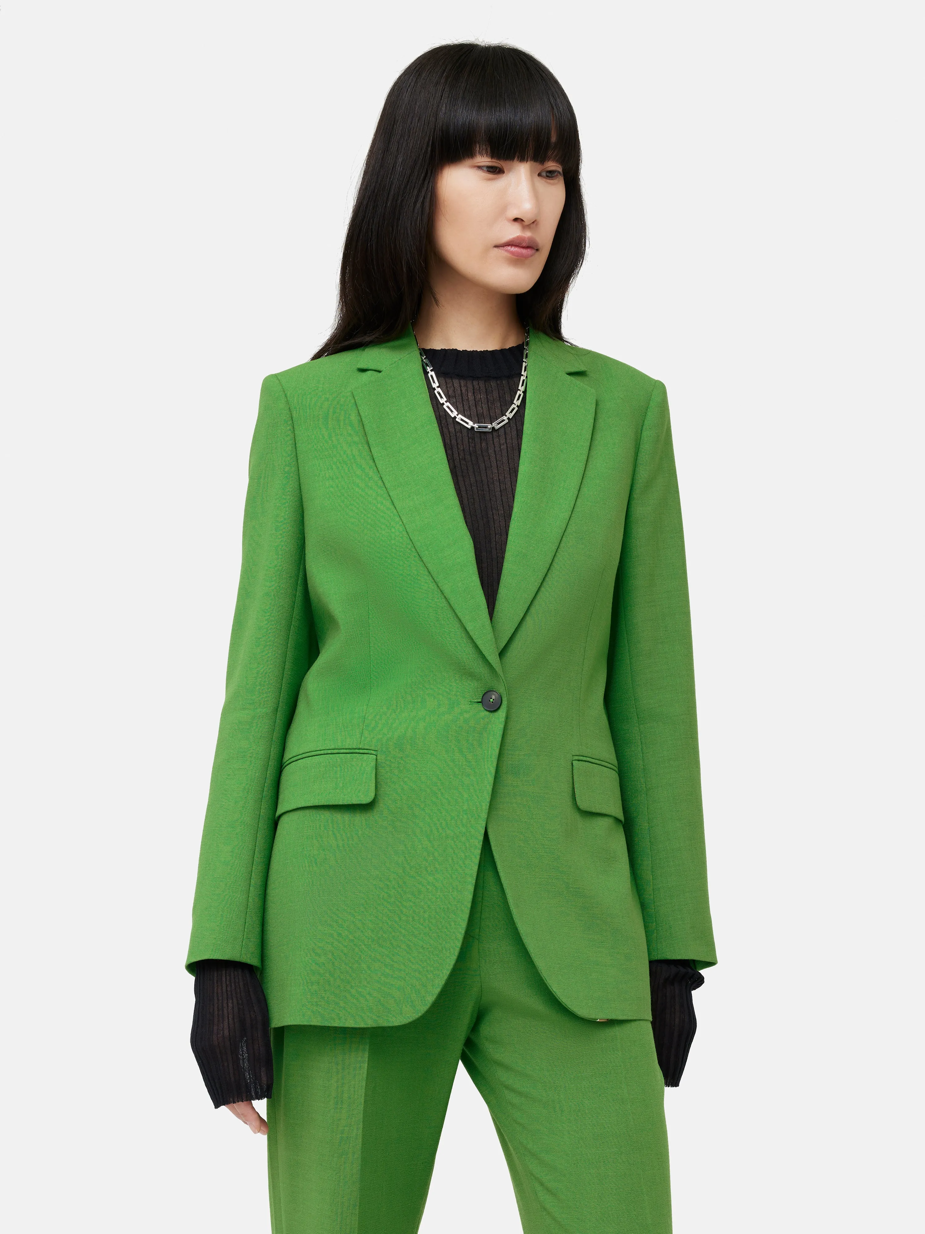 Crosshatch Knox Blazer | Green sold by Jigsaw