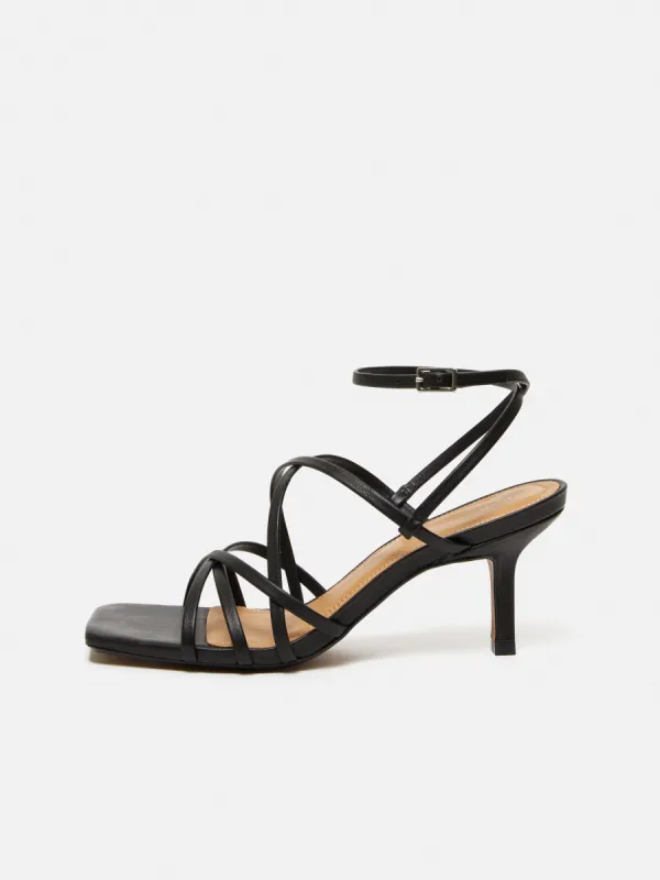 Sofia Heeled Sandal | Black sold by Jigsaw