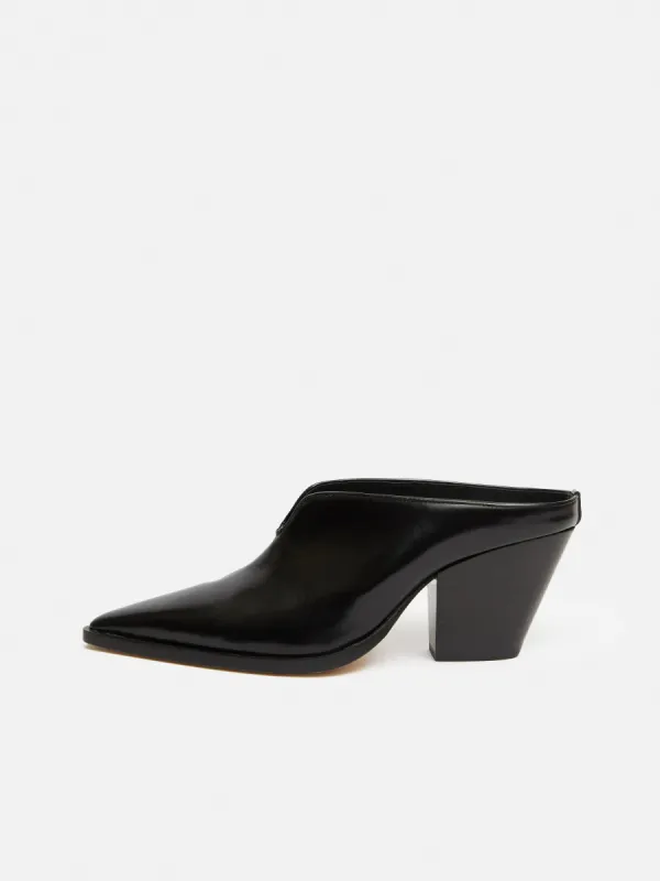 Oakley Heeled Mule | Black sold by Jigsaw