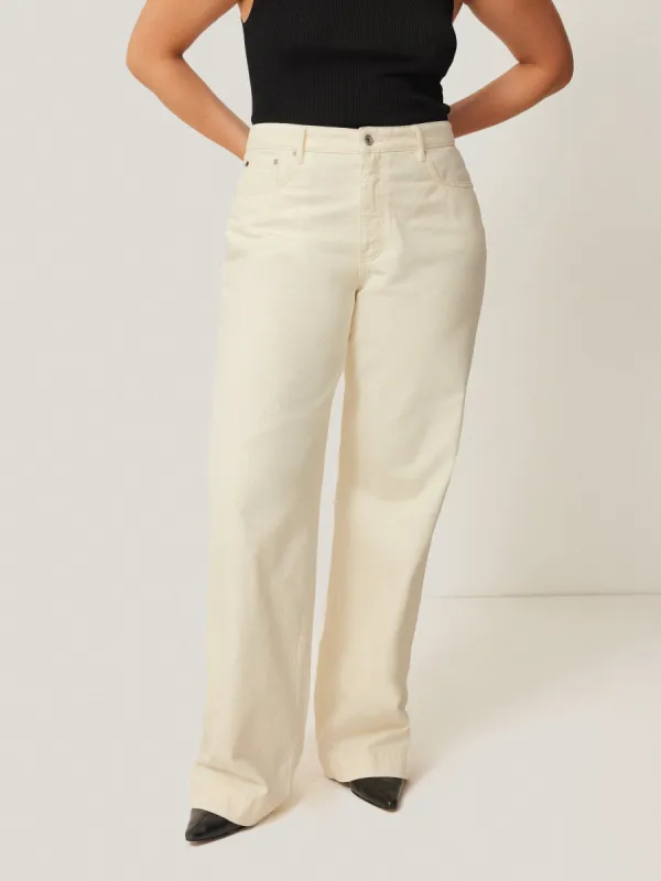 Balfour Long Wide Leg Jean | Ecru sold by Jigsaw