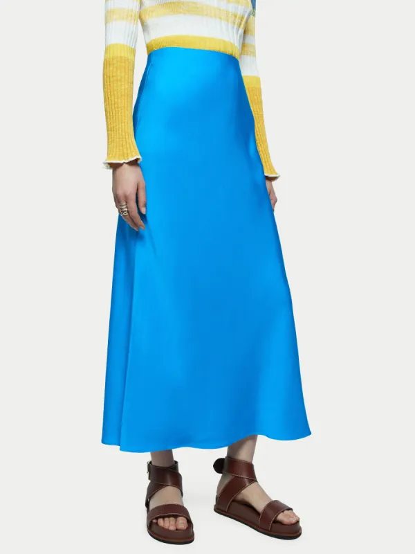 Bias Cut Maxi Skirt | Blue sold by Jigsaw