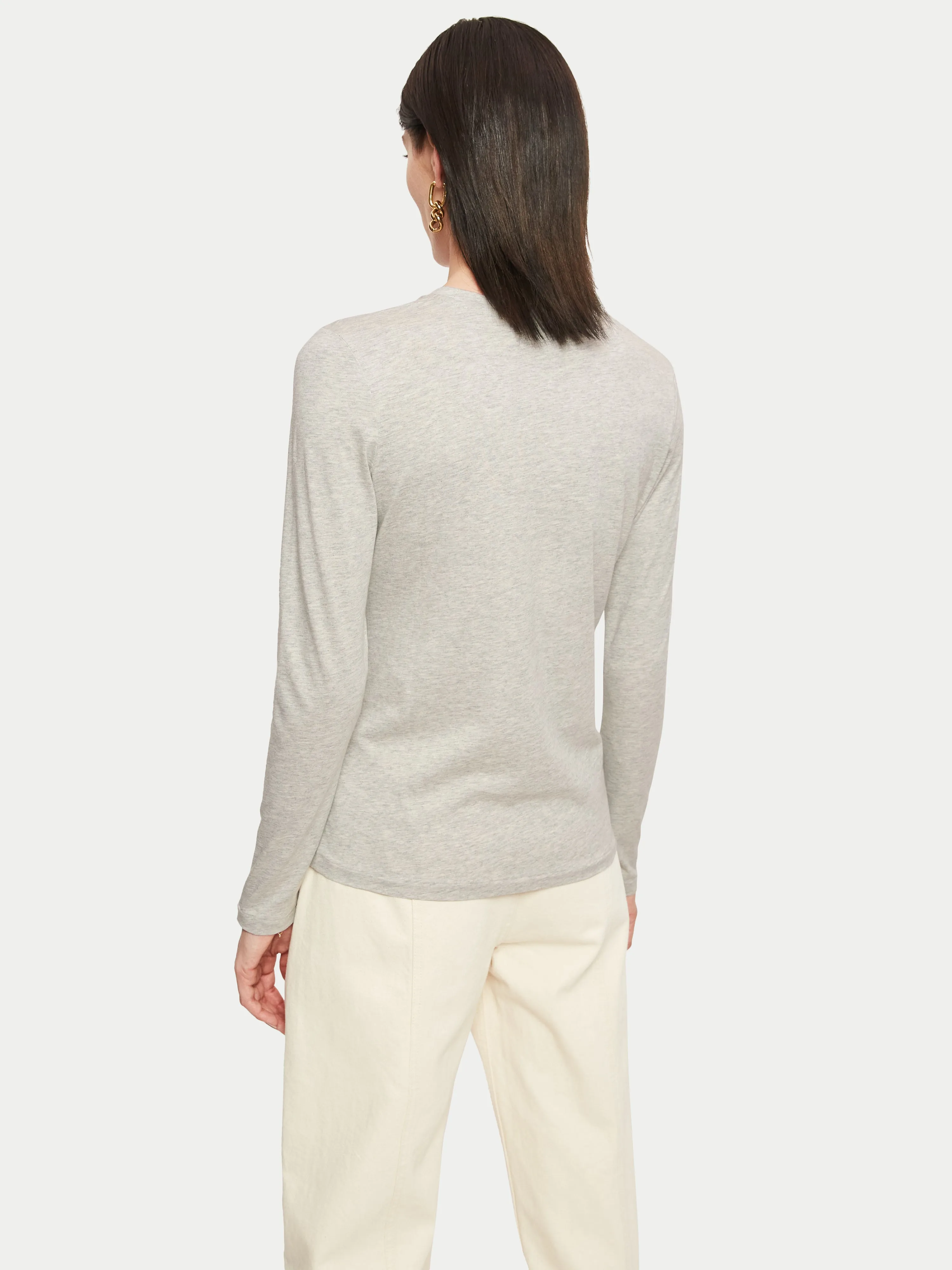 Supima Cotton Long Sleeve Tee | Pale Grey Mel sold by Jigsaw product image thumbnail 4
