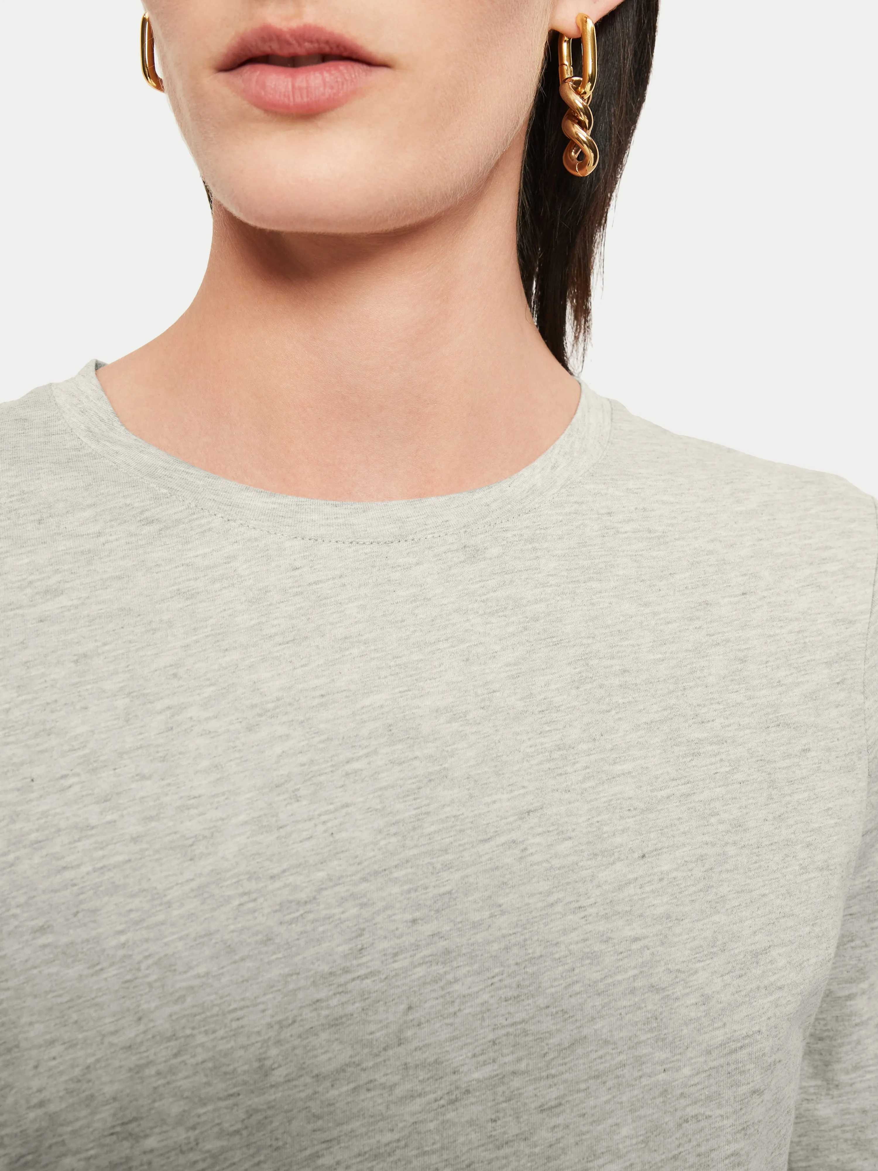 Supima Cotton Long Sleeve Tee | Pale Grey Mel sold by Jigsaw product image thumbnail 3