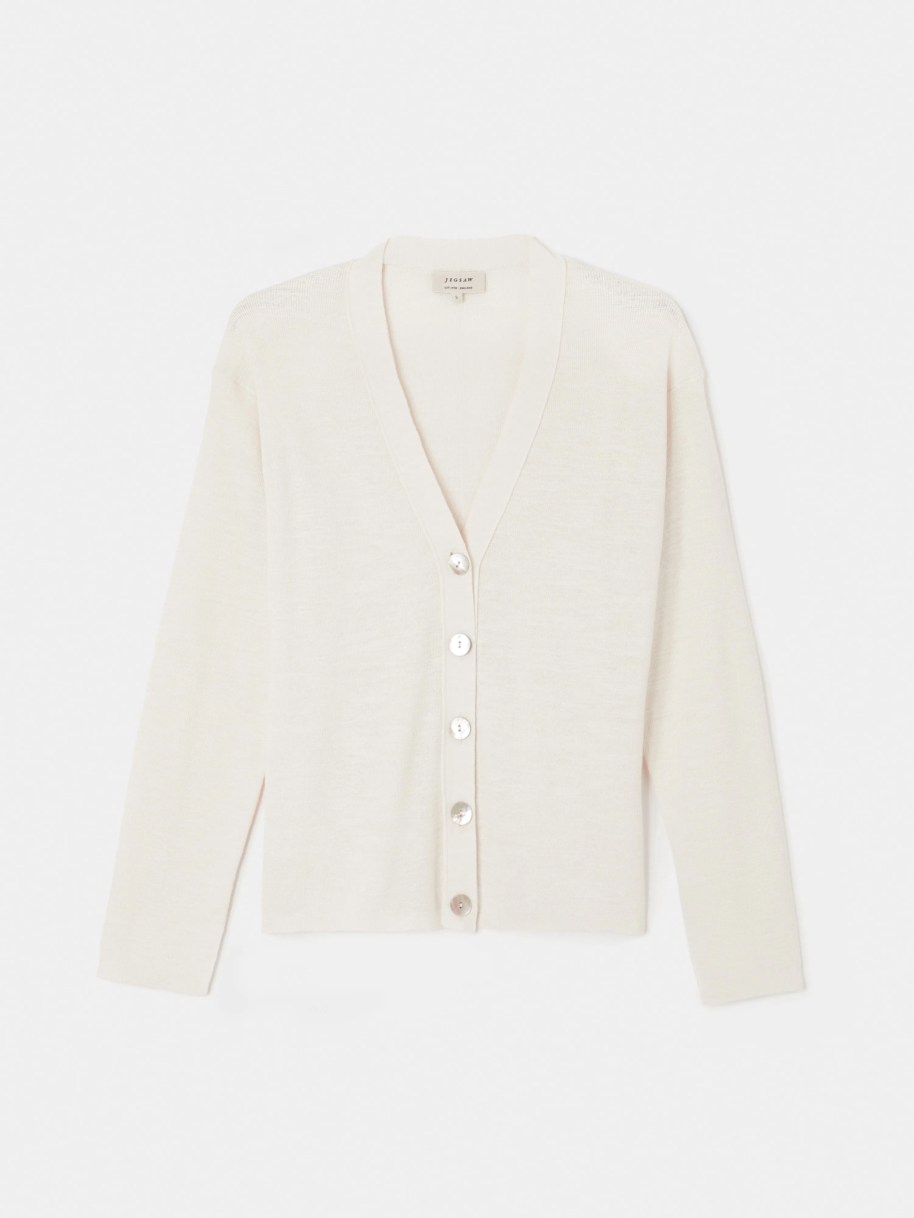 Linen Cotton V Neck Cardigan | Ivory sold by Jigsaw product image thumbnail 5