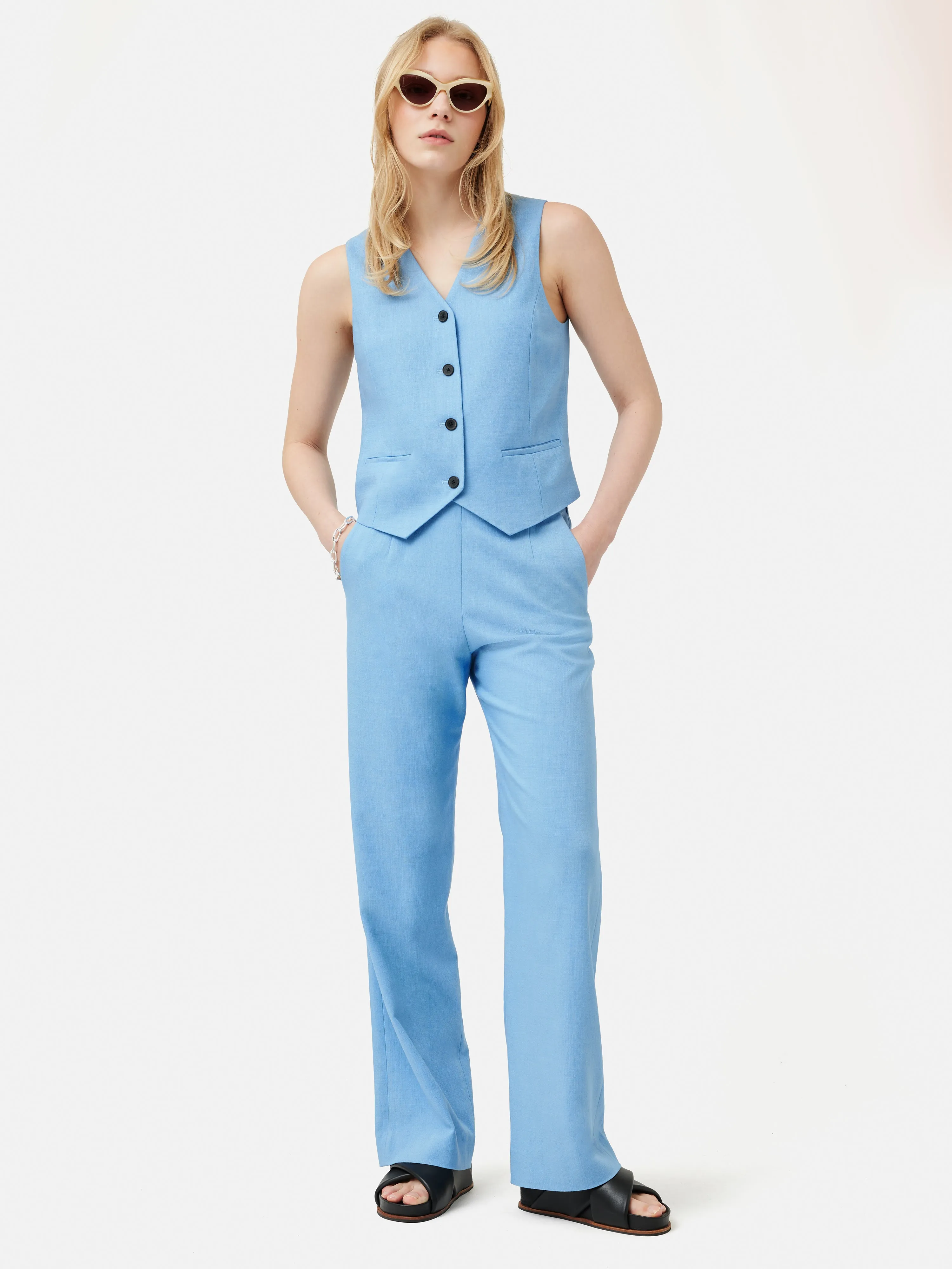 Hopsack Tailored Waistcoat | Blue sold by Jigsaw product image thumbnail 3