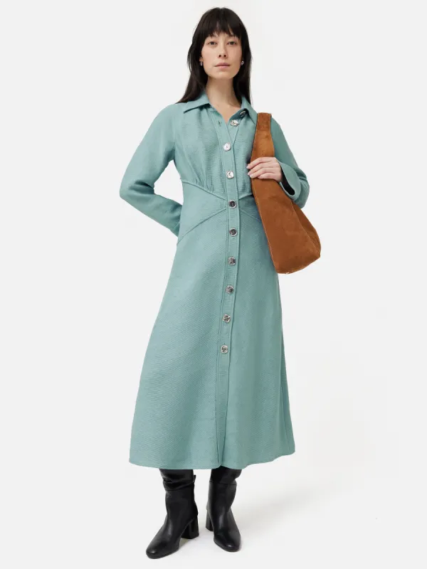 Hedgerow Print Crepe Shirt Dress | Acid Green | Parallel