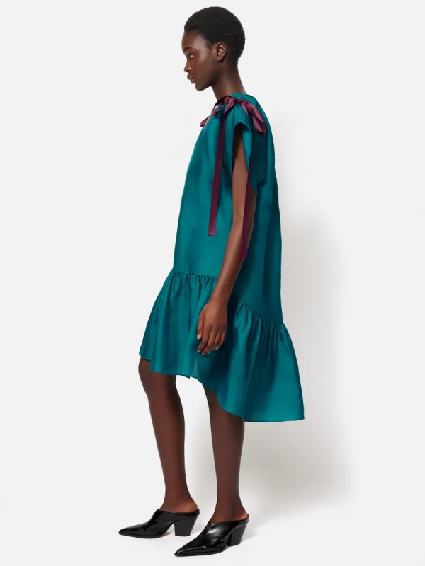 Roksanda Silk Gazar Dress | Teal sold by Jigsaw