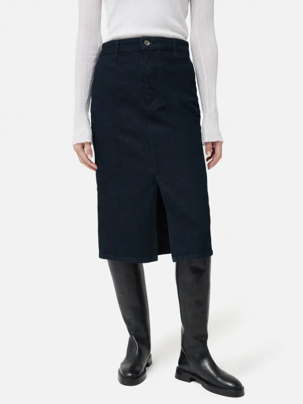 Denim Pencil Midi Skirt | Indigo sold by Jigsaw