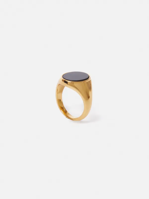 Onyx Oval Signet Ring | Black sold by Jigsaw