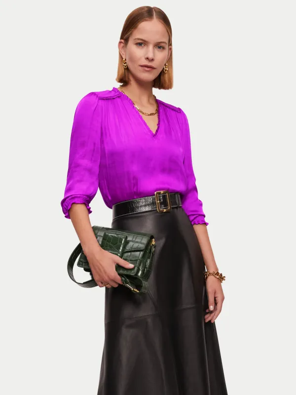 Recycled Satin V Neck Top | Purple sold by Jigsaw