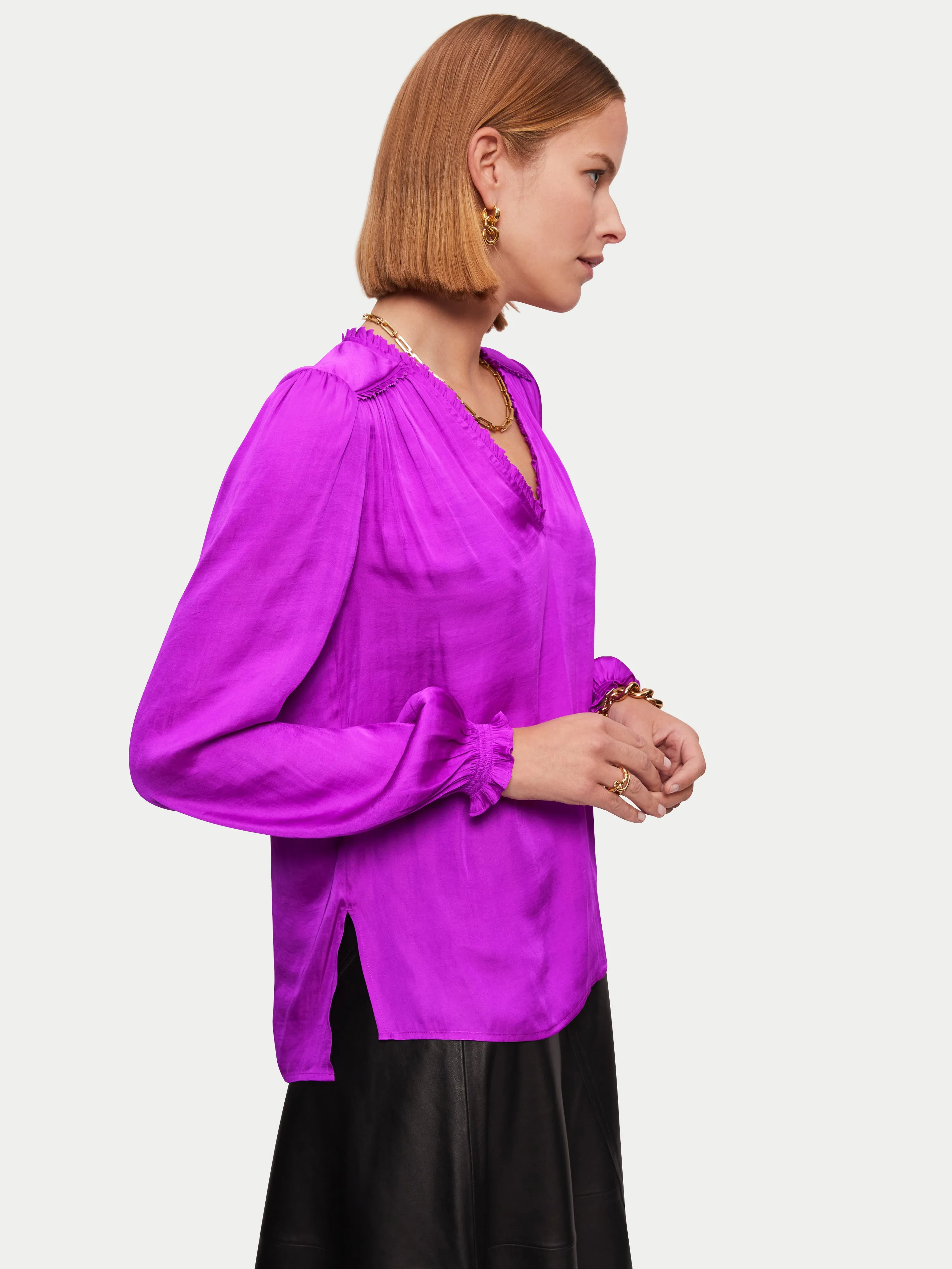 Recycled Satin V Neck Top | Purple sold by Jigsaw product image thumbnail 3