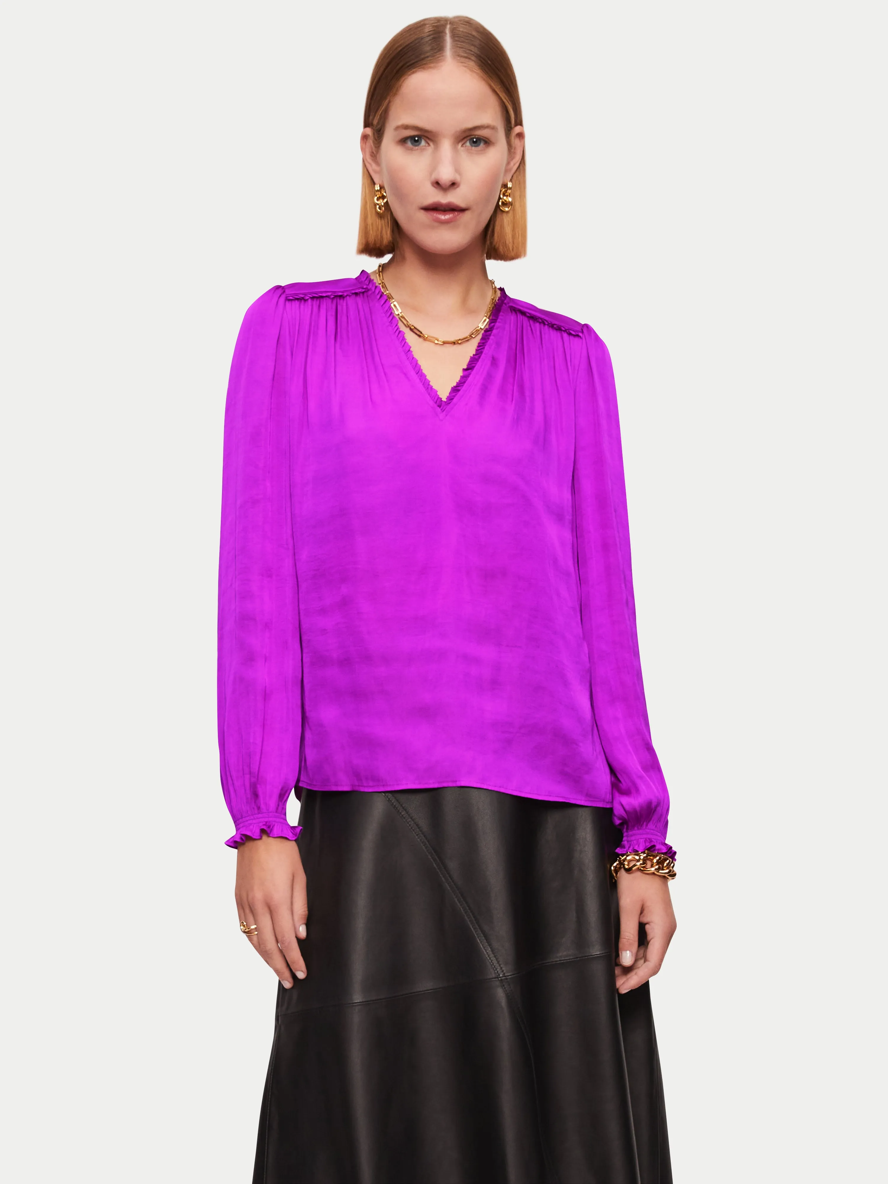 Recycled Satin V Neck Top | Purple sold by Jigsaw product image thumbnail 4