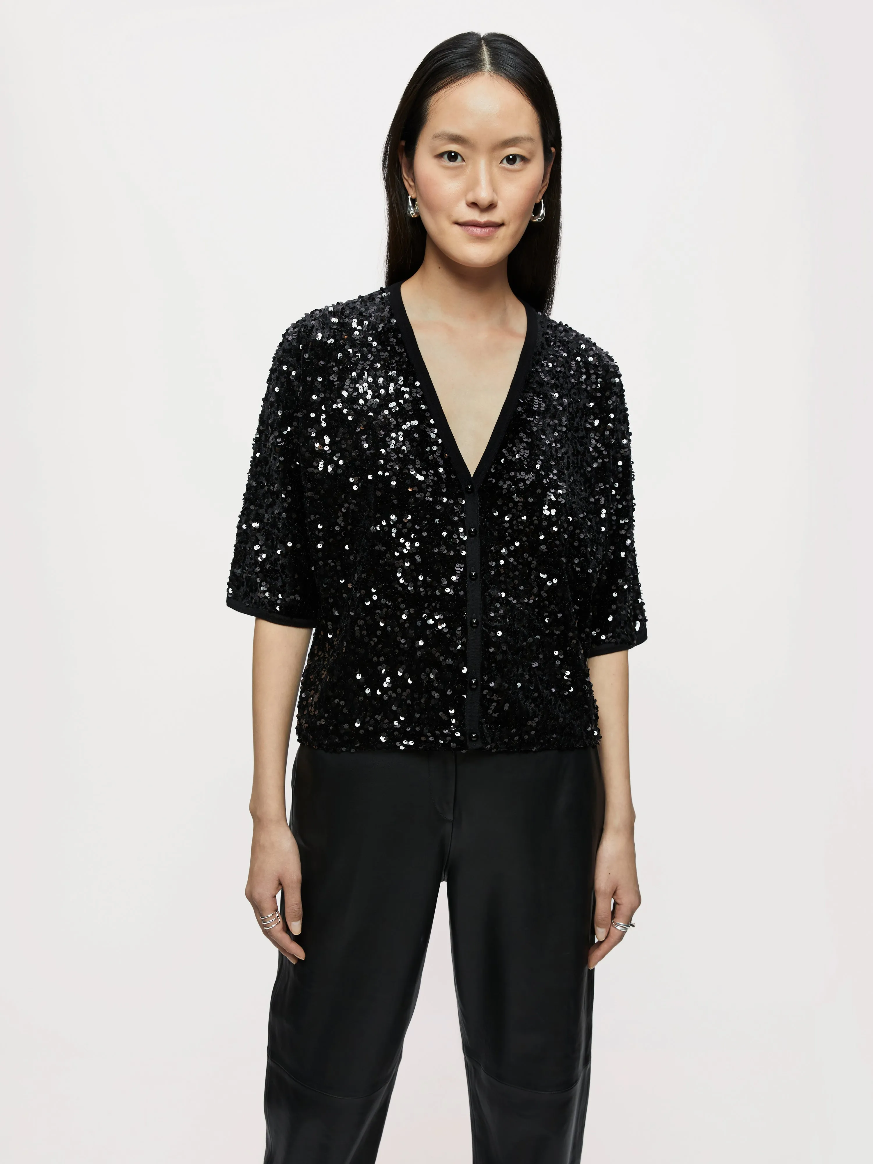 Sequin Velvet Cardigan | Black sold by Jigsaw