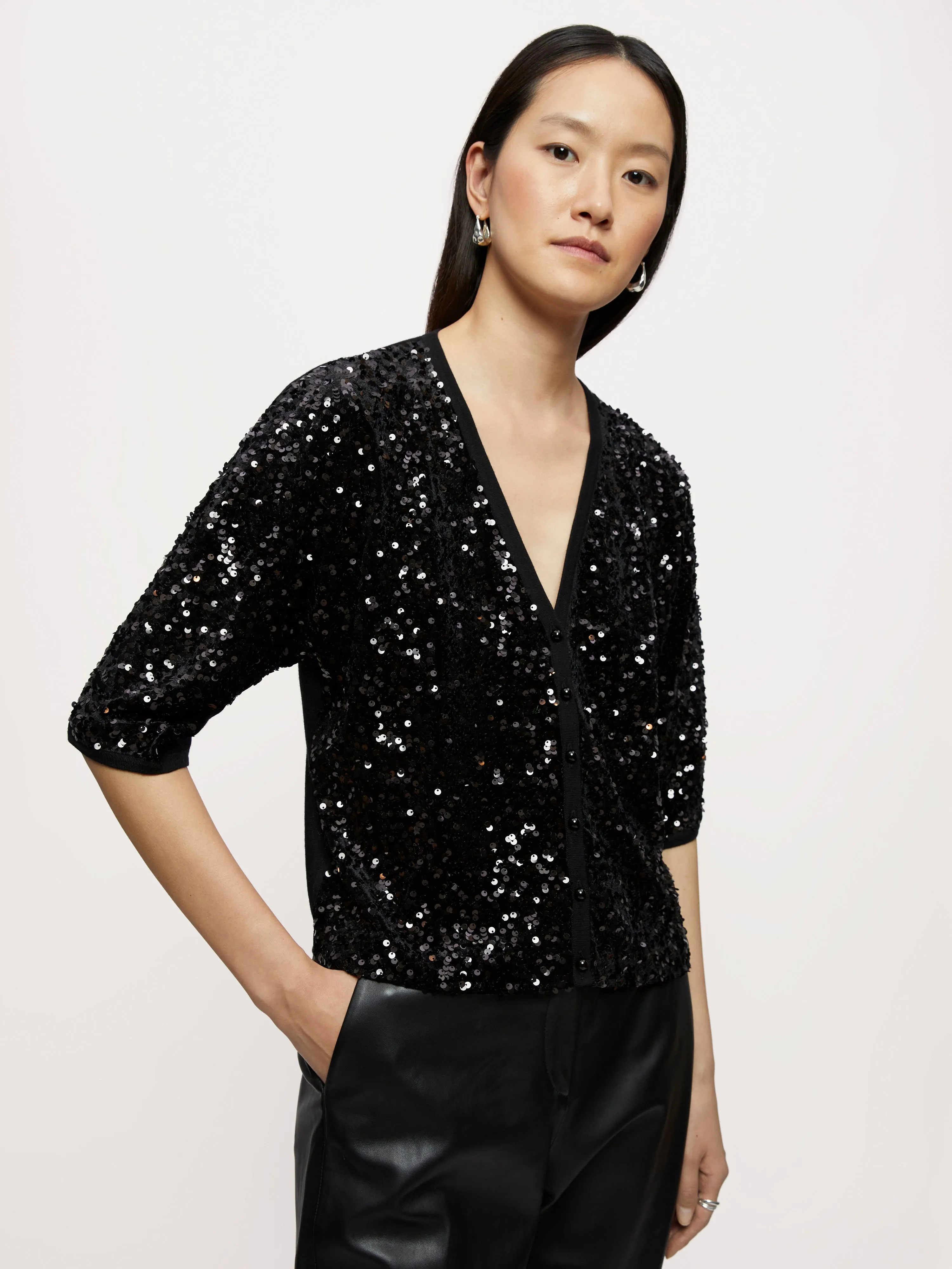 Sequin Velvet Cardigan | Black sold by Jigsaw product image thumbnail 4