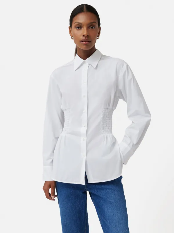 Cotton Smocked Waist Shirt | White sold by Jigsaw