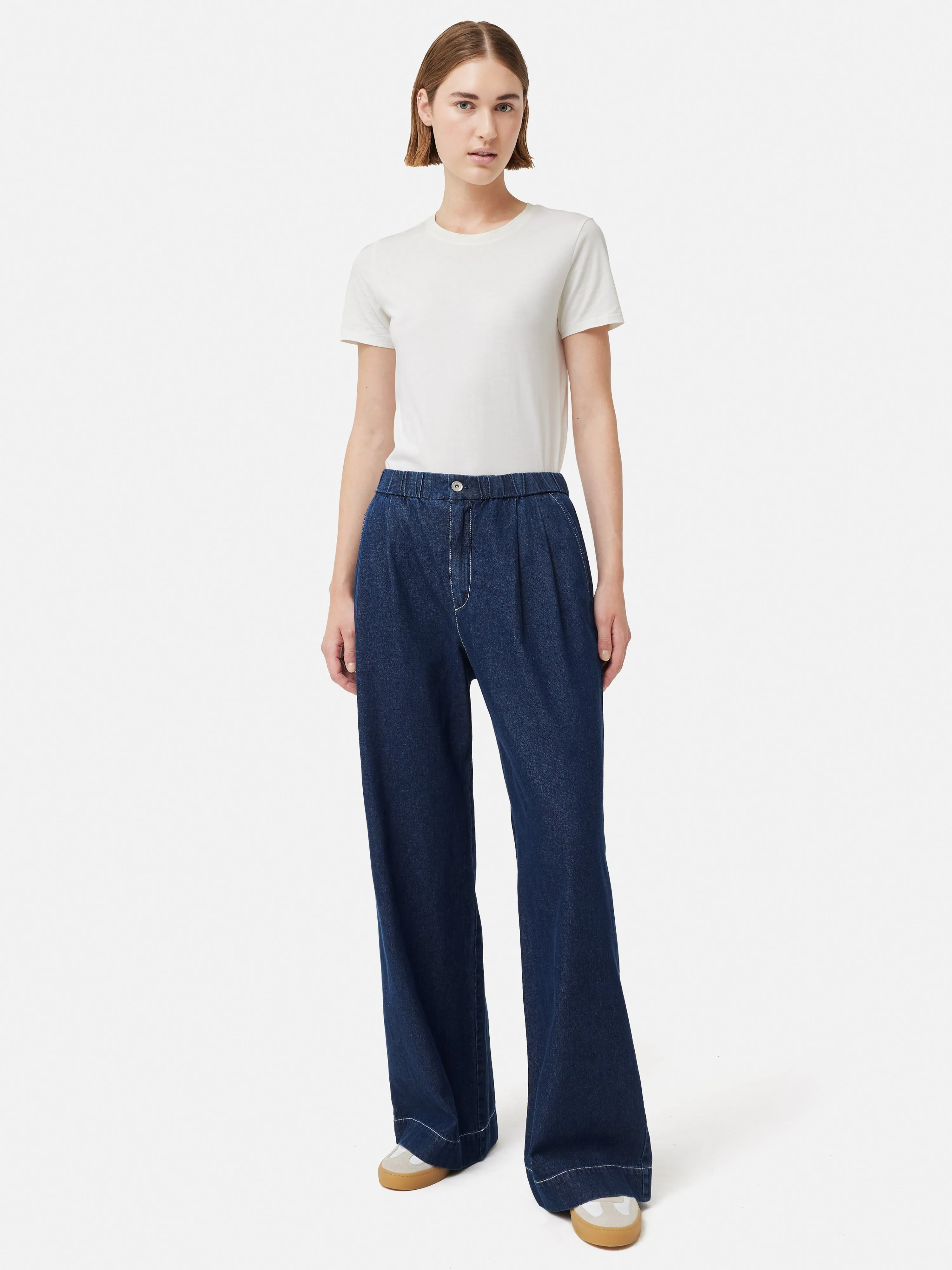 Denim Wide Leg Trouser | Blue sold by Jigsaw