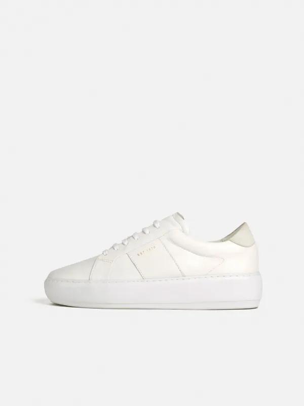 Riva Leather Platform Trainer | White sold by Jigsaw
