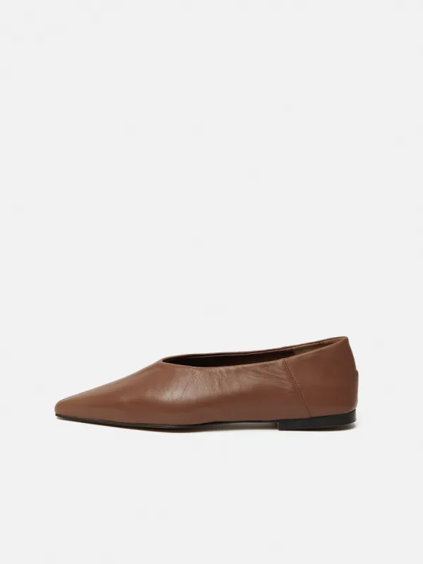 Linnie Flat Pointed Ballerina | Tan sold by Jigsaw
