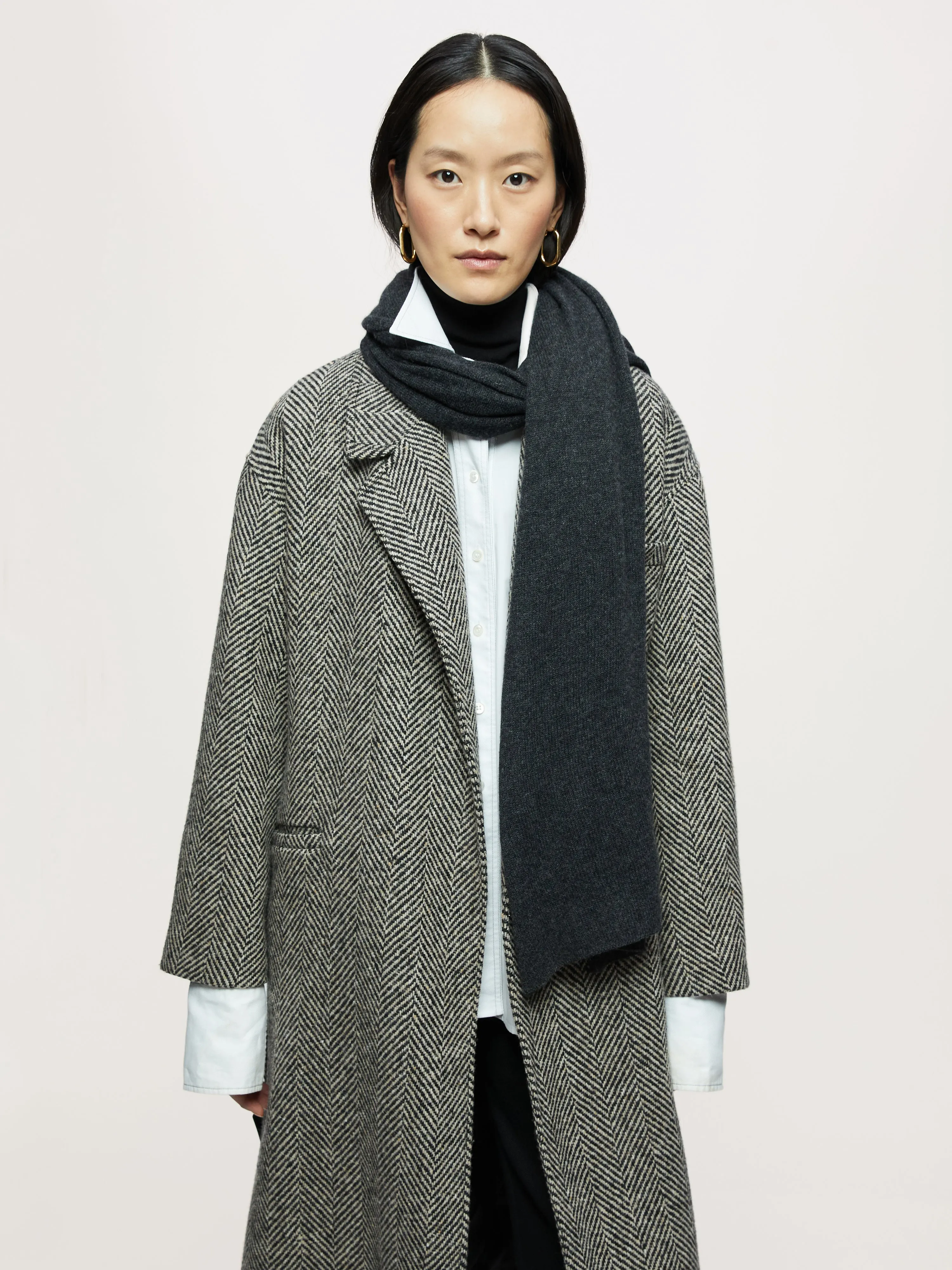 Sienna Wrap Scarf Cashmere | Charcoal sold by Jigsaw product image thumbnail 4