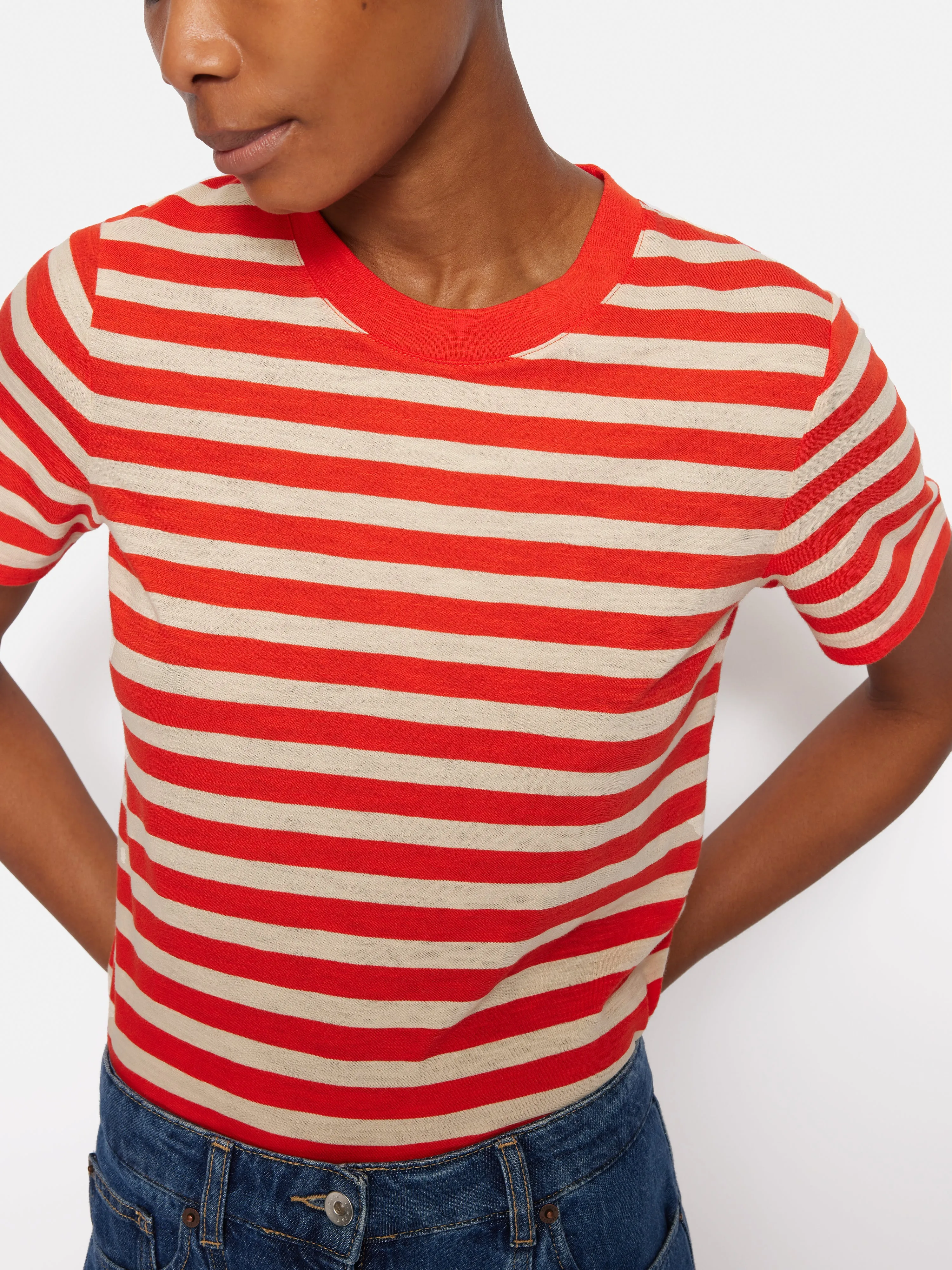 Cotton Slub Stripe Tee | Red sold by Jigsaw product image thumbnail 3