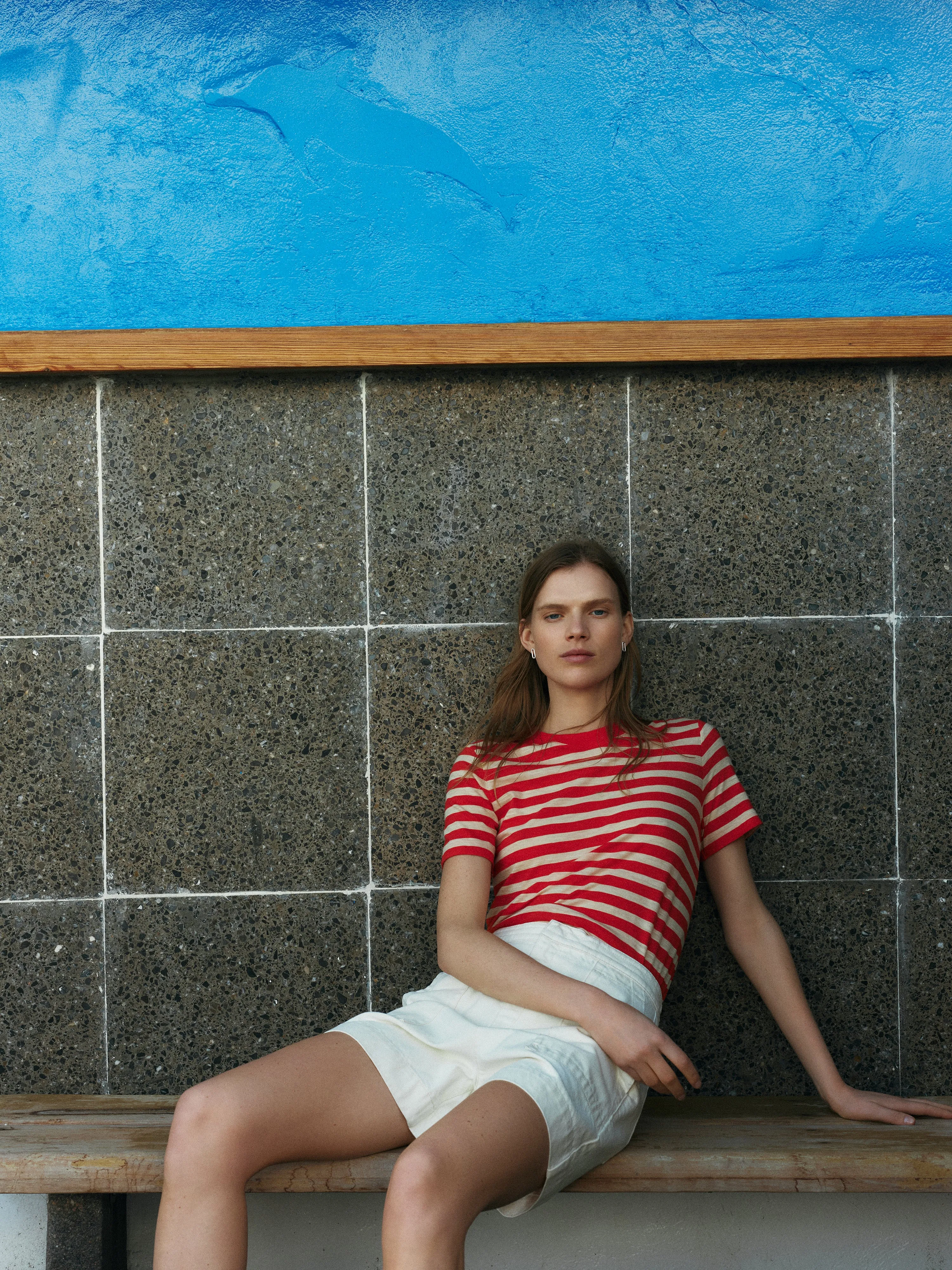 Cotton Slub Stripe Tee | Red sold by Jigsaw