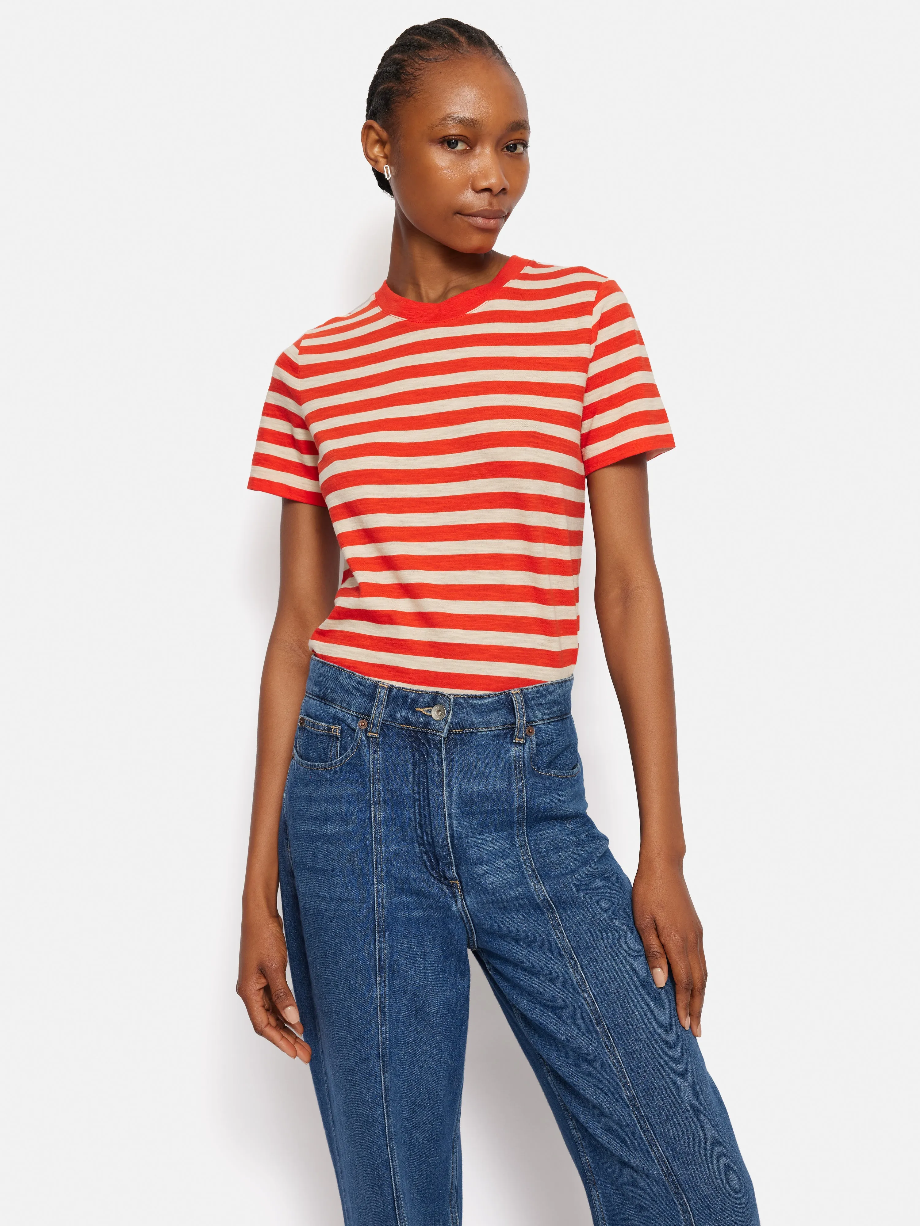 Cotton Slub Stripe Tee | Red sold by Jigsaw product image thumbnail 2