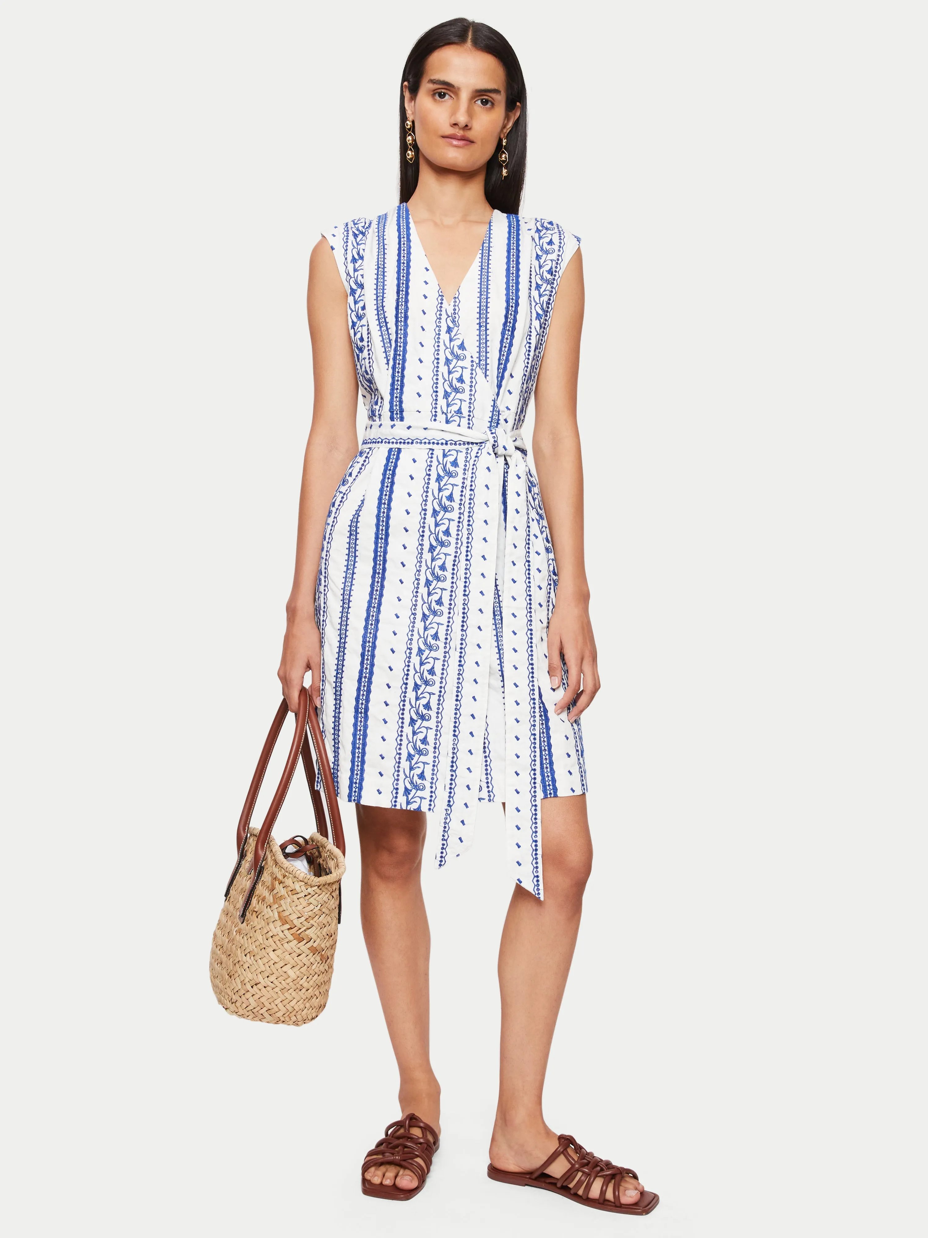 Embroidered Wrap Dress | Blue sold by Jigsaw