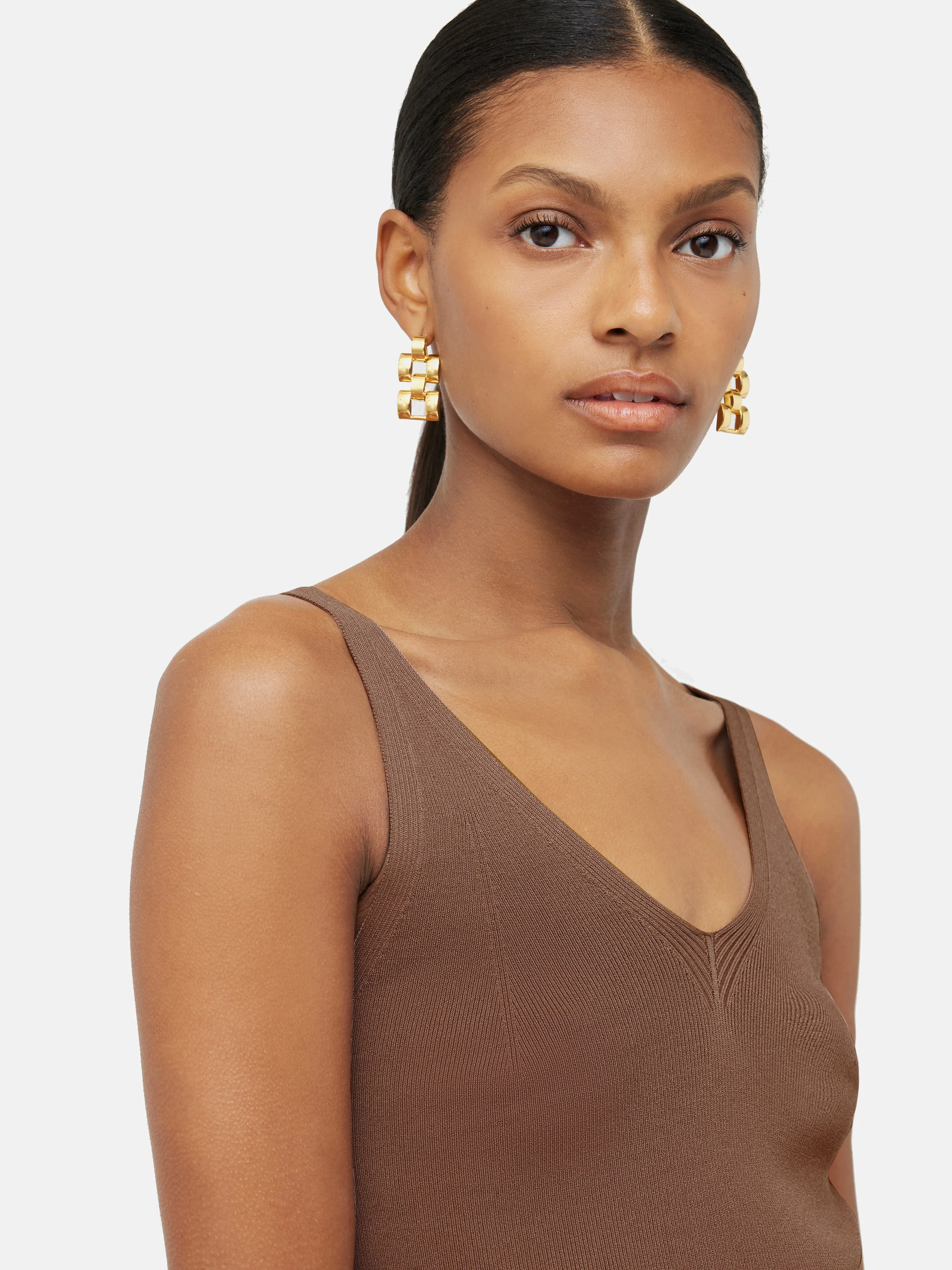 Ribbed Knit Tank Top | Brown sold by Jigsaw product image thumbnail 2