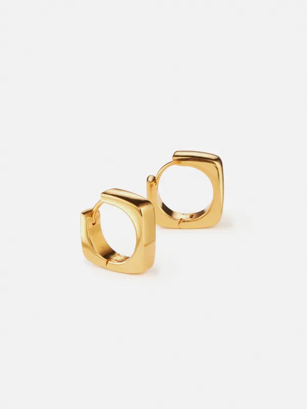 Chunky Square Hoop Earring | Gold sold by Jigsaw