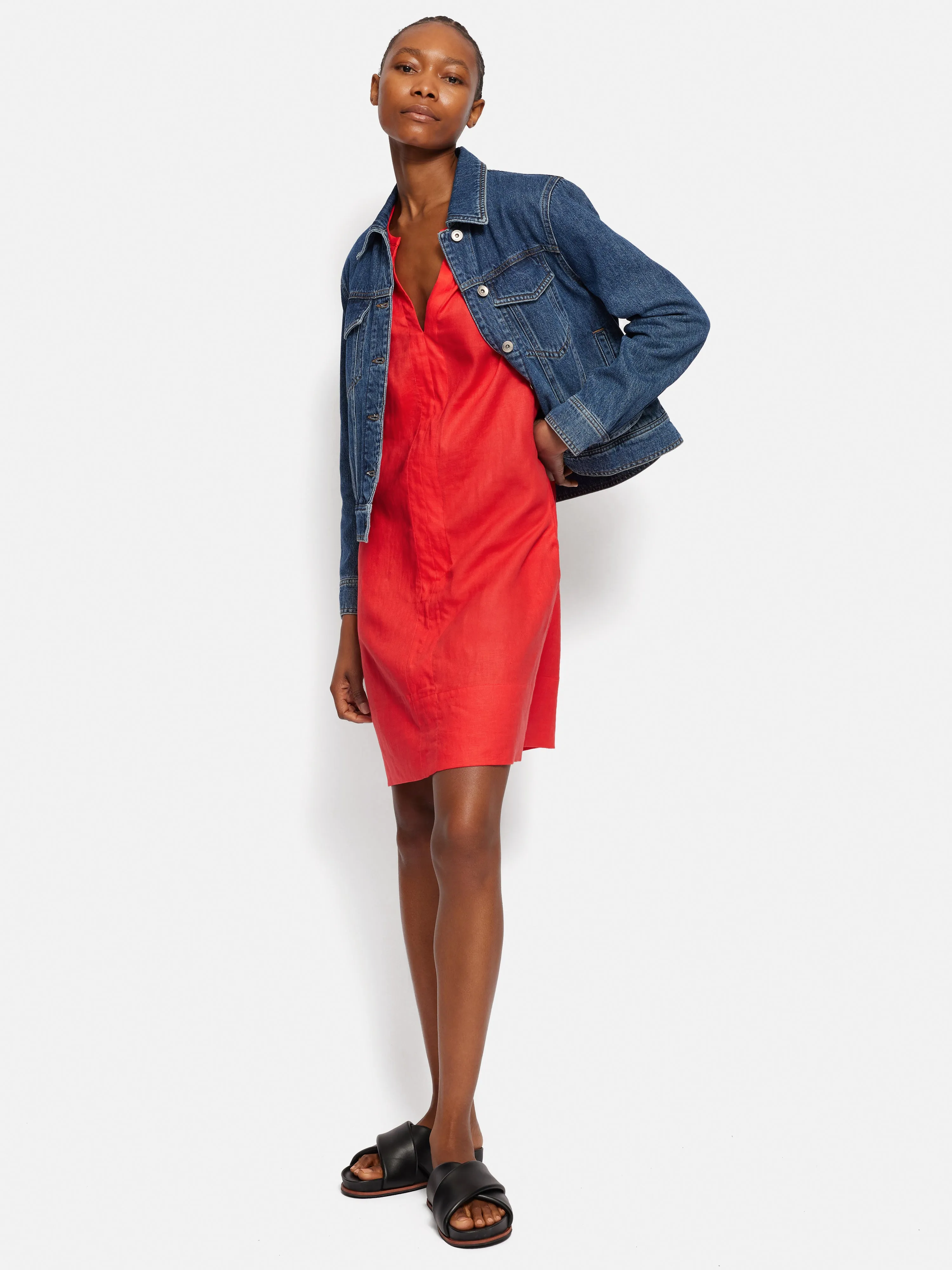 Linen Smocked T-shirt Dress | Coral sold by Jigsaw product image thumbnail 5