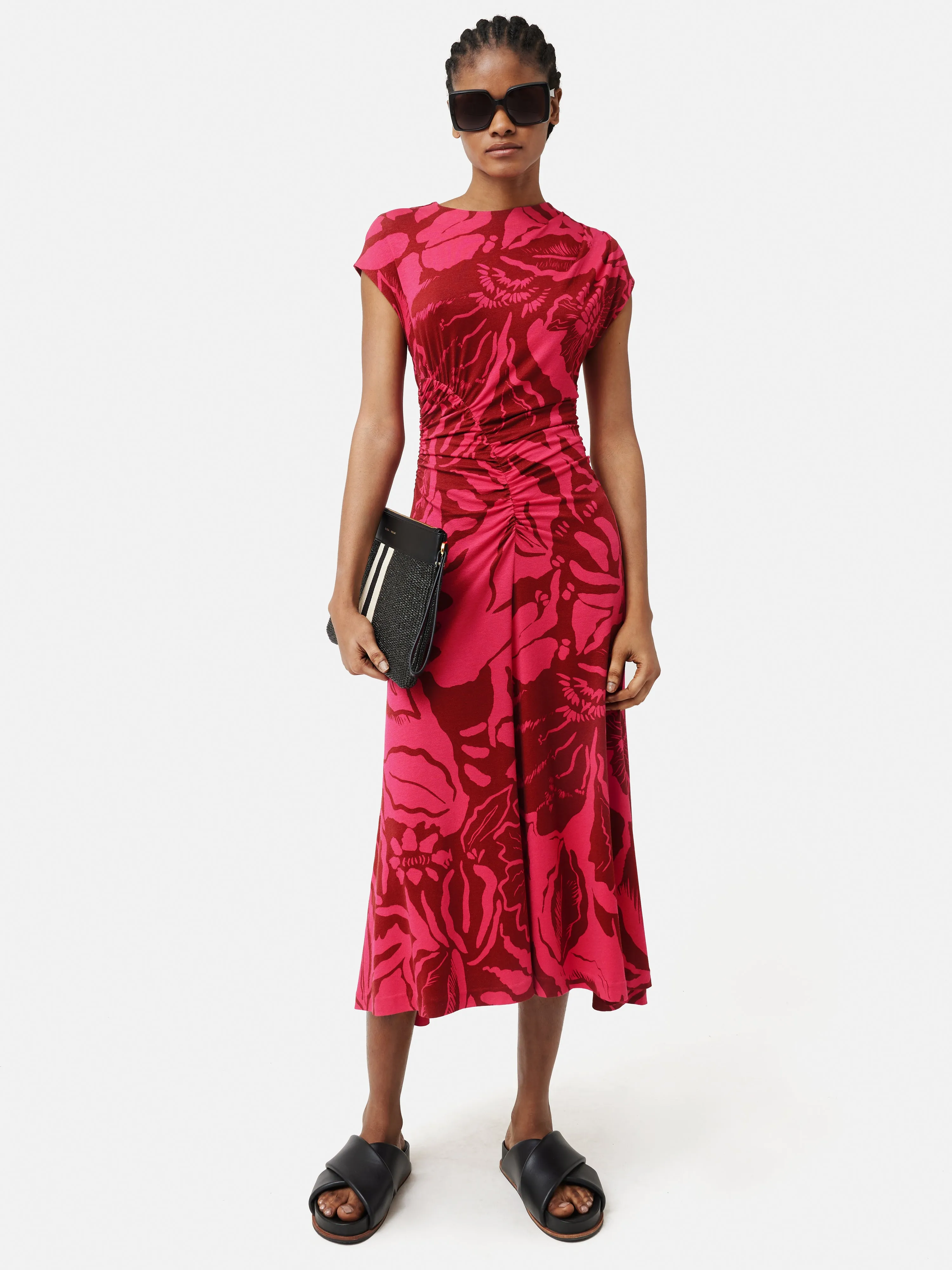 Strokes Floral Pleat Dress | Pink sold by Jigsaw product image thumbnail 4
