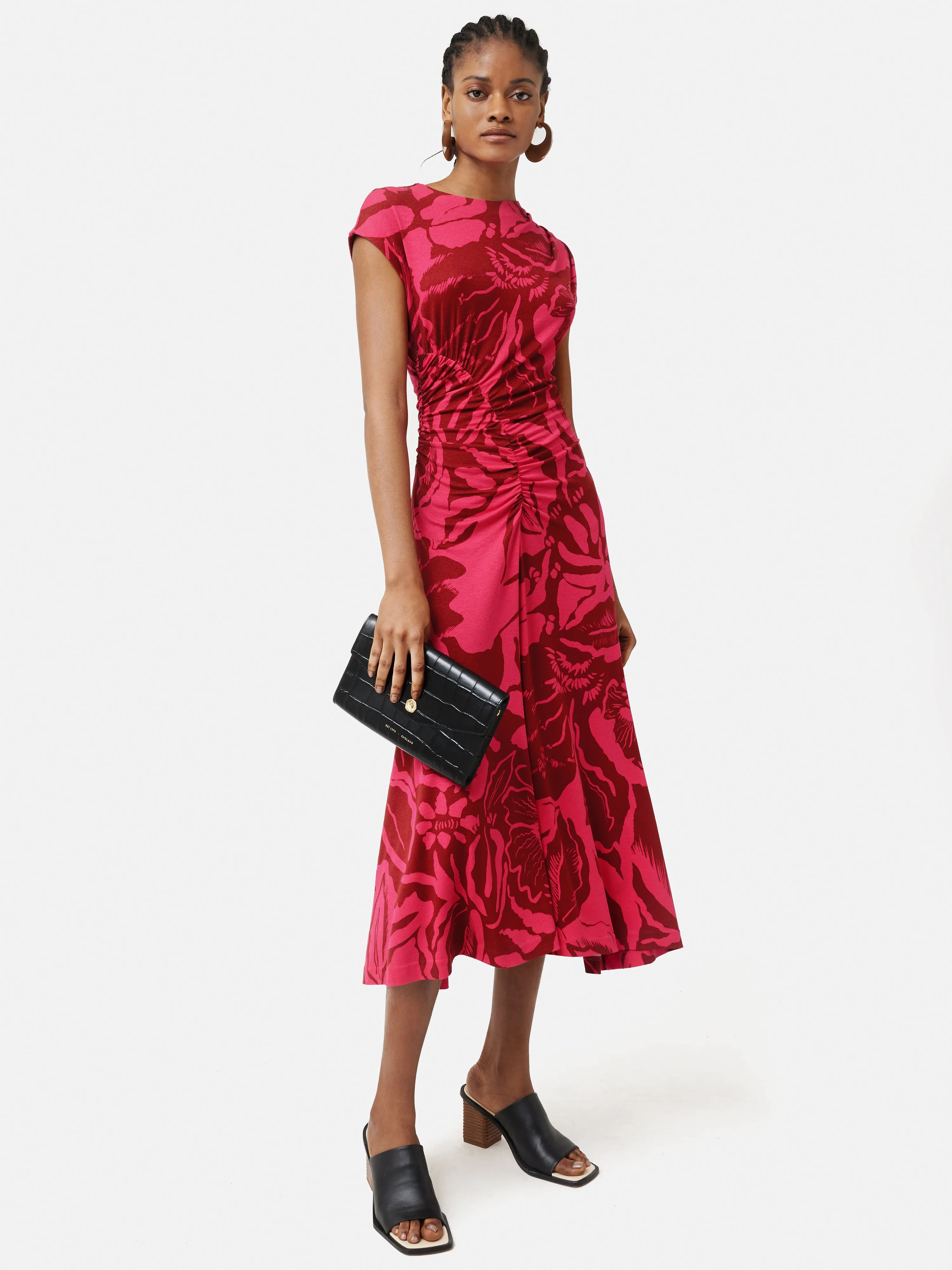 Strokes Floral Pleat Dress | Pink sold by Jigsaw product image thumbnail 3