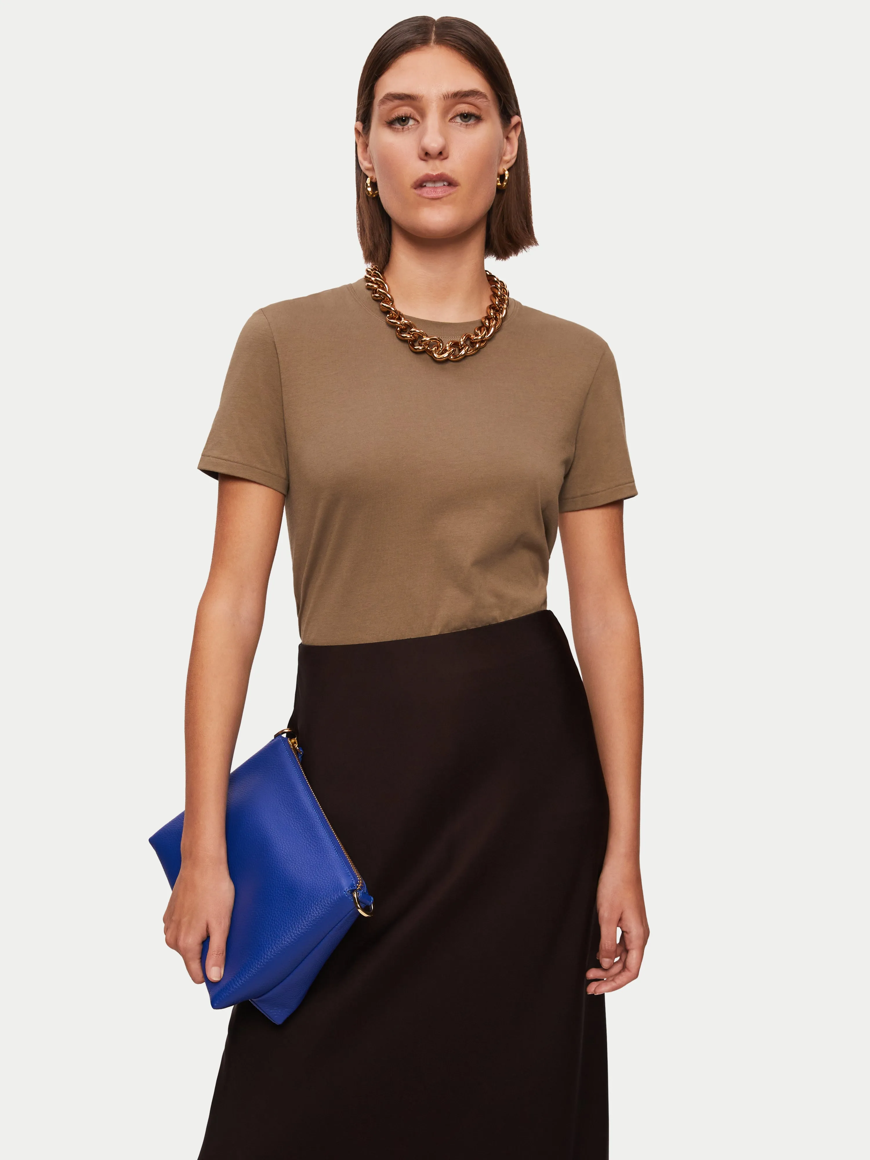 Supima Cotton Crew Neck Tee | Khaki sold by Jigsaw product image thumbnail 3